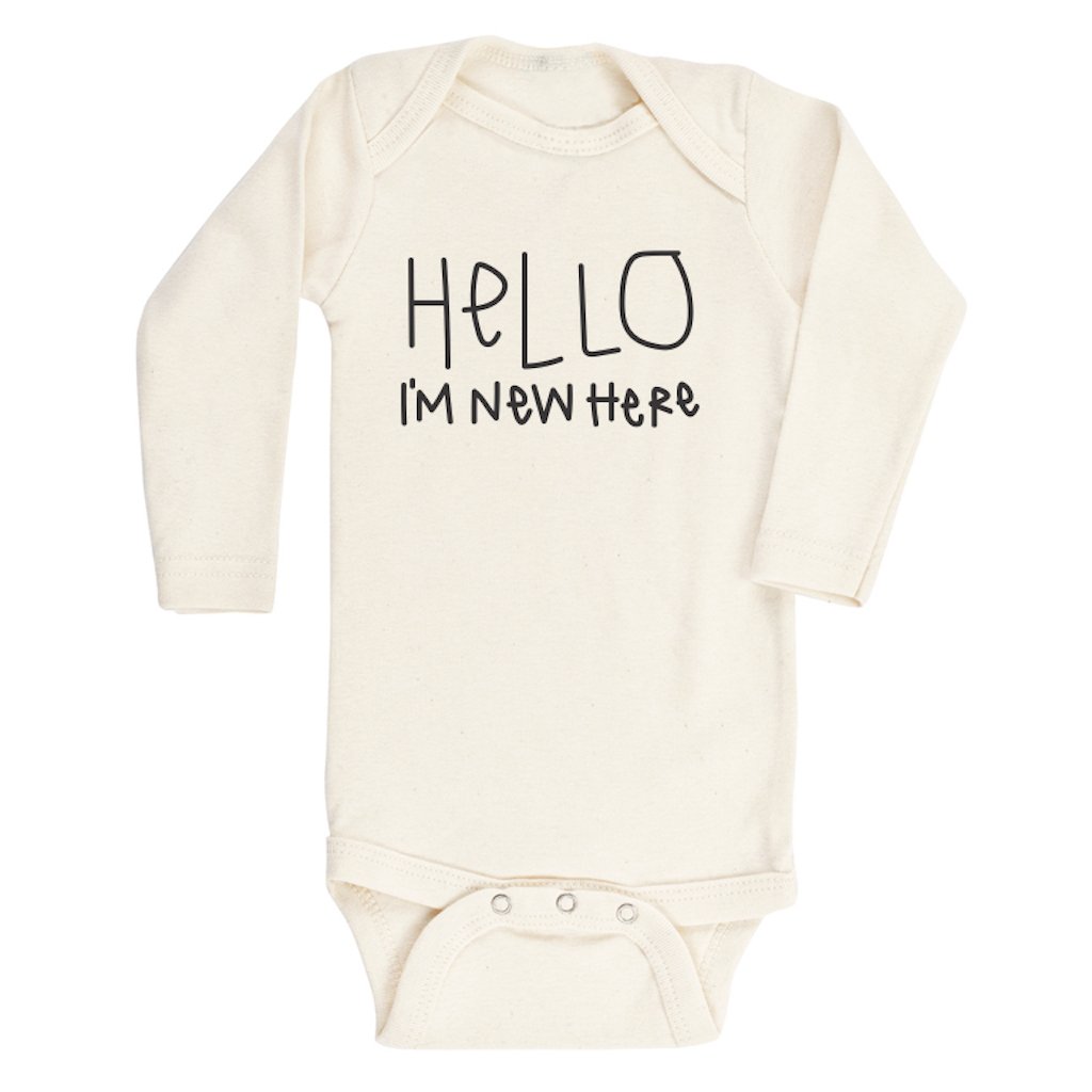 Baby Hello Im New Here Long-Sleeve Organic Cotton Bodysuit