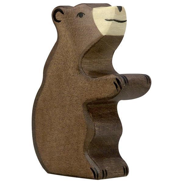 Holztiger - Wooden Animal - Brown Bear, Small, Sitting - Why and Whale
