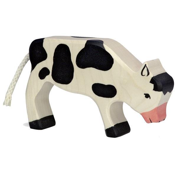 Holztiger - Wooden Animal - Calf, grazing, black - Why and Whale