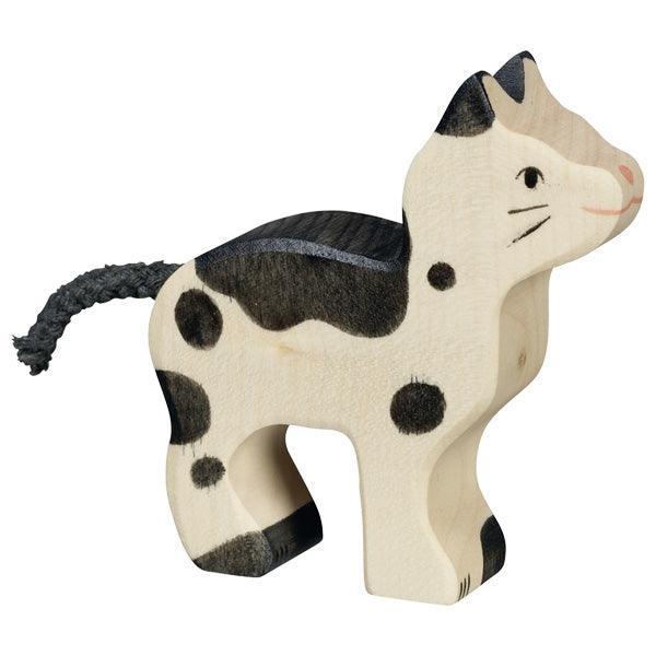 Holztiger - Wooden Animal - Cat, small, black & white - Why and Whale