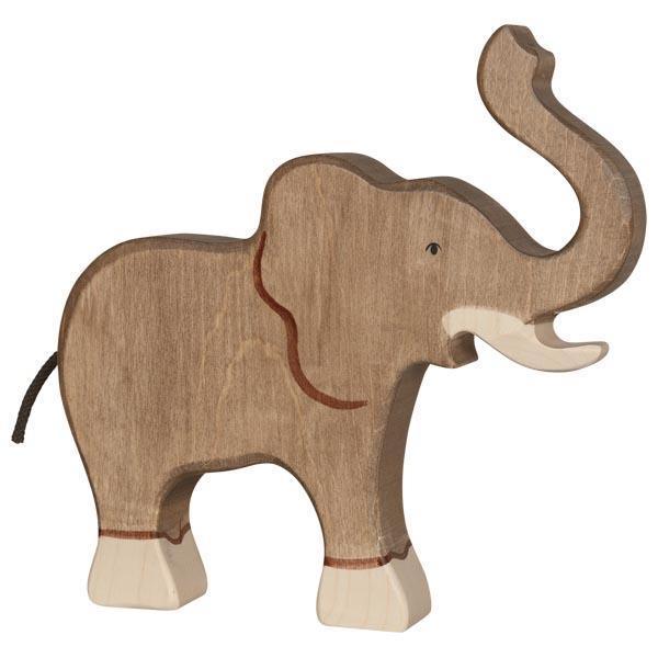 Holztiger - Wooden Animal - Elephant, trunk raised - Why and Whale