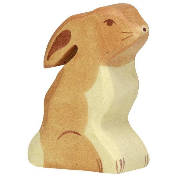Holztiger - Wooden Animal - Hare, small, sitting - Why and Whale