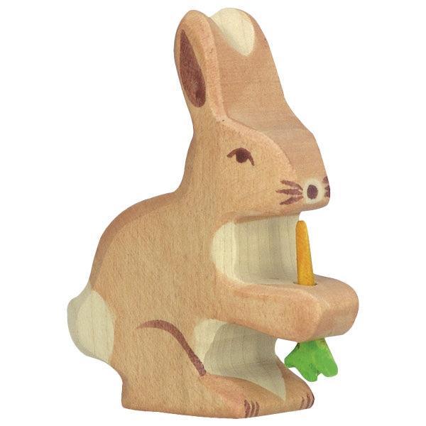 Holztiger - Wooden Animal - Hare, with carrot - Why and Whale