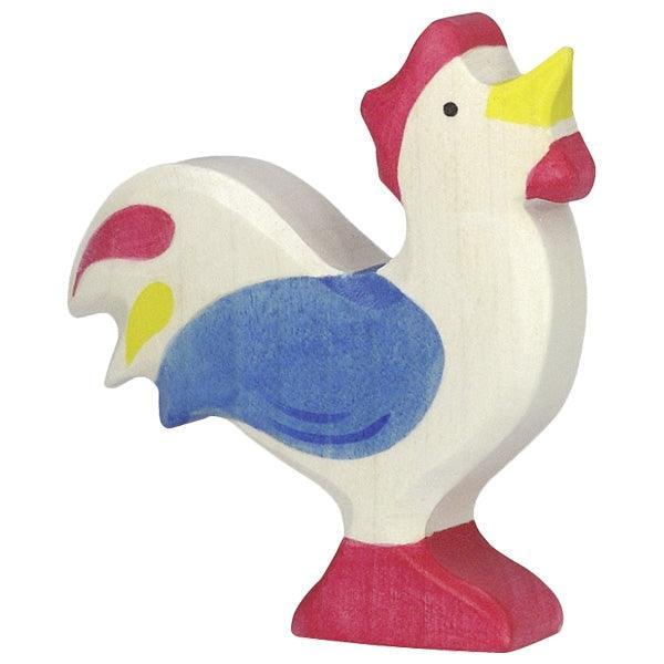 Holztiger - Wooden Animal - Rooster, blue - Why and Whale