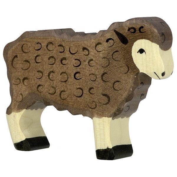 Holztiger - Wooden Animal - Sheep, standing, black - Why and Whale