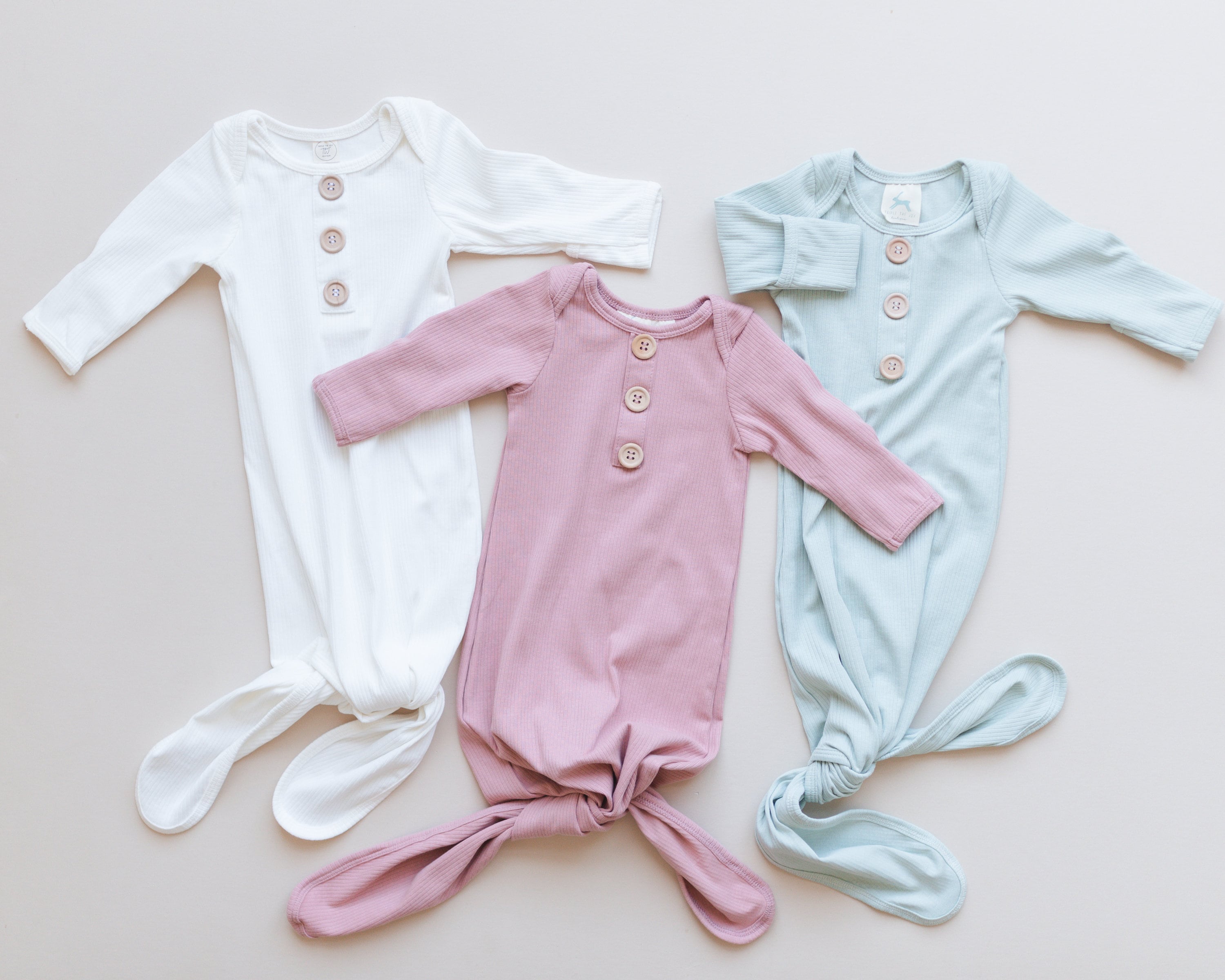 Ribbed Knotted Newborn Gown - more colors