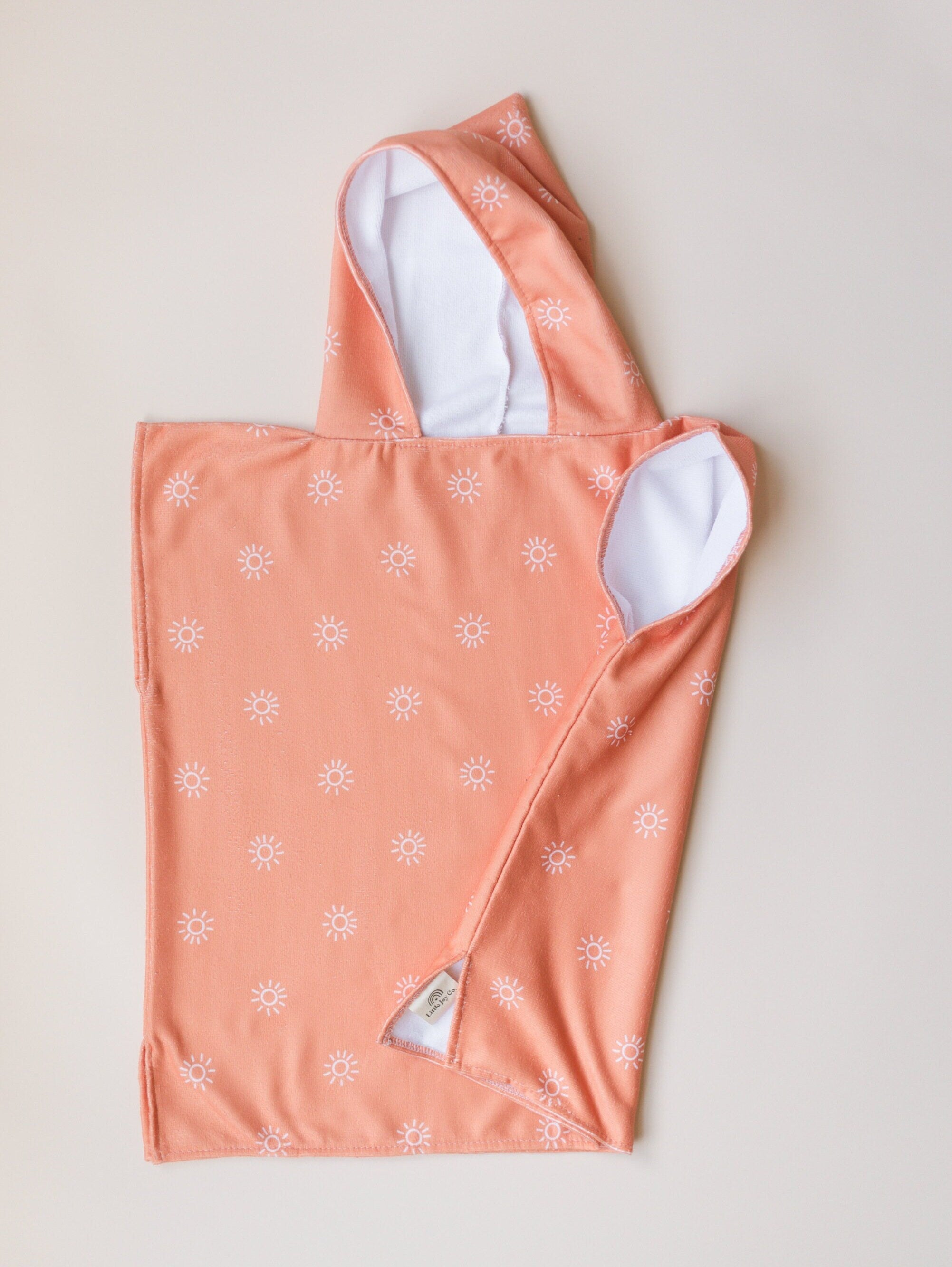 Orange Sun Kids Beach Towel Poncho - Baby Toddler Girl Boy Neutral - Hooded Beach Towel - Microfiber Bath Towel