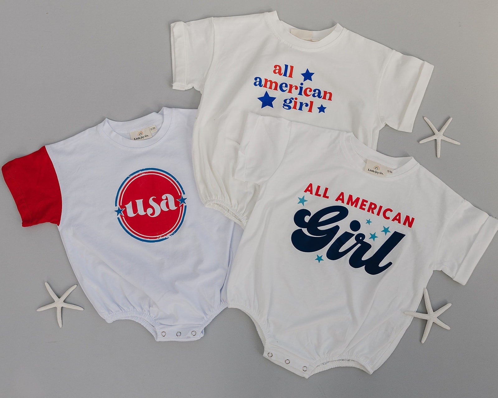 Vintage USA 4th of July Colorblock Oversized T-Shirt Romper - Baby Boy Bubble Romper - 4th of July Outfit - Girl USA Shirt
