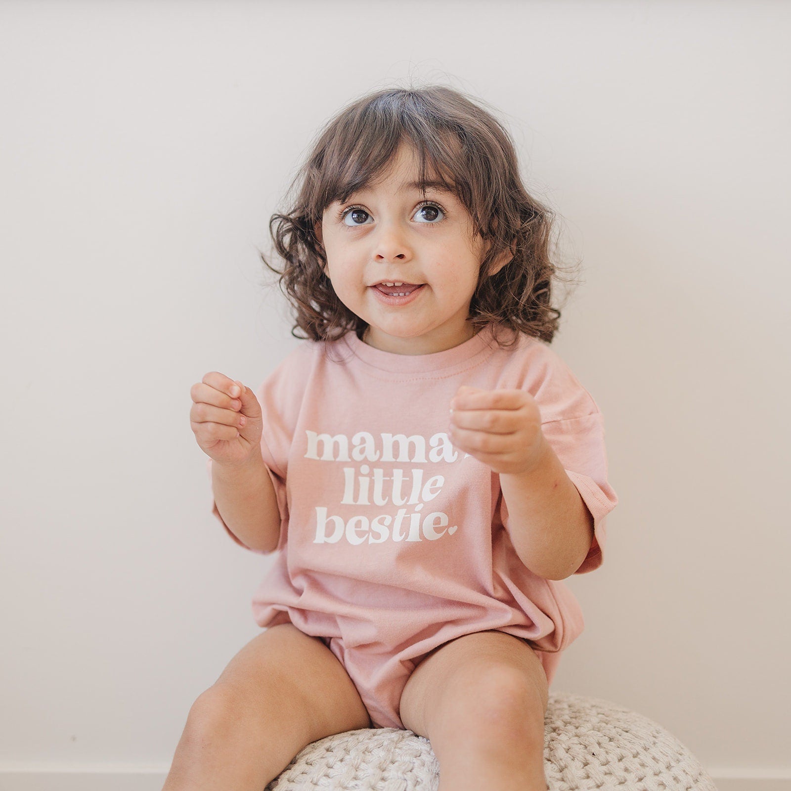 Mama's Little Bestie Oversized T-Shirt Romper - Baby Girl Bubble Romper - Baby Girl Outfit - Baby Girl Outfit Shirt - Mom Daughter
