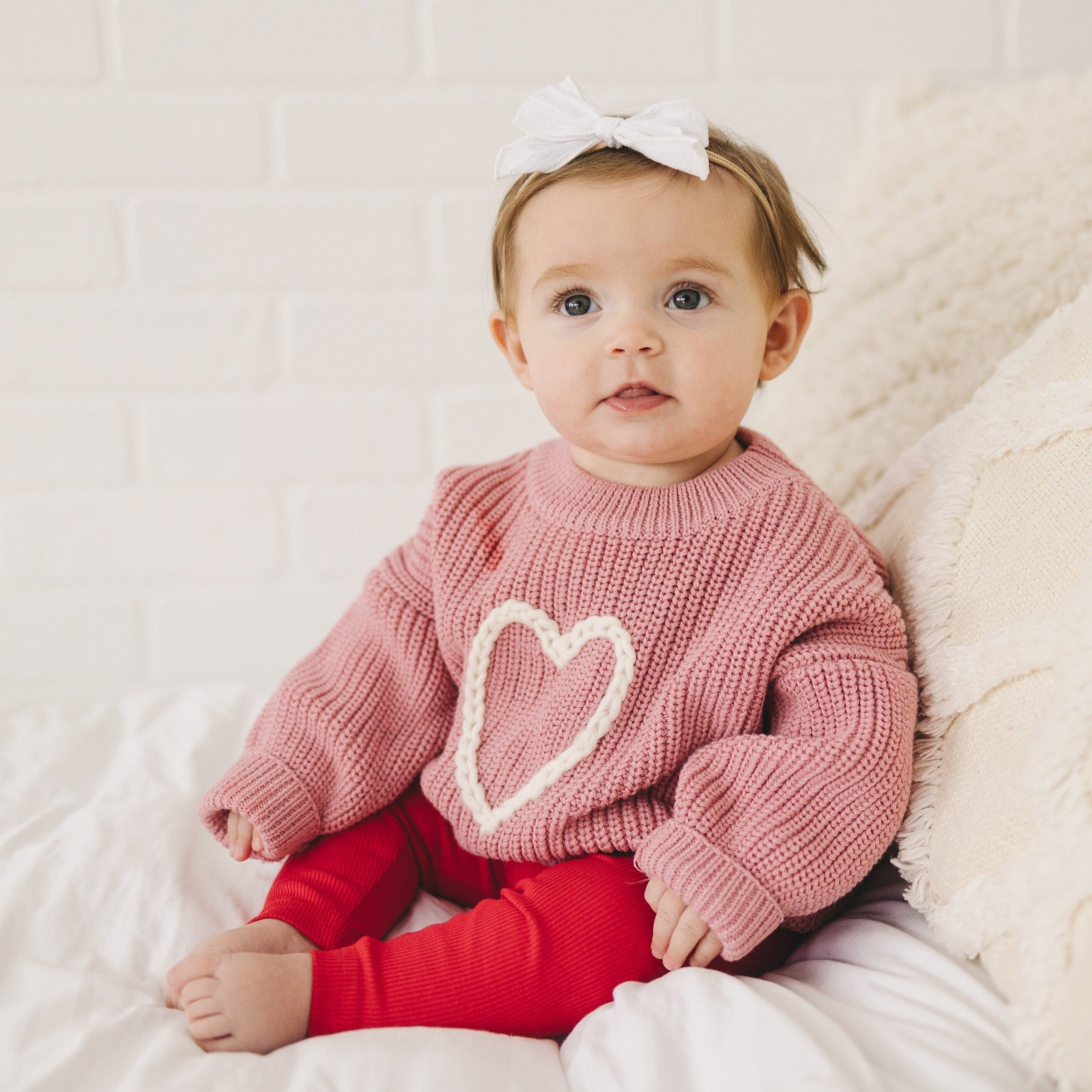 Pink Heart Hand Embroidered Sweater