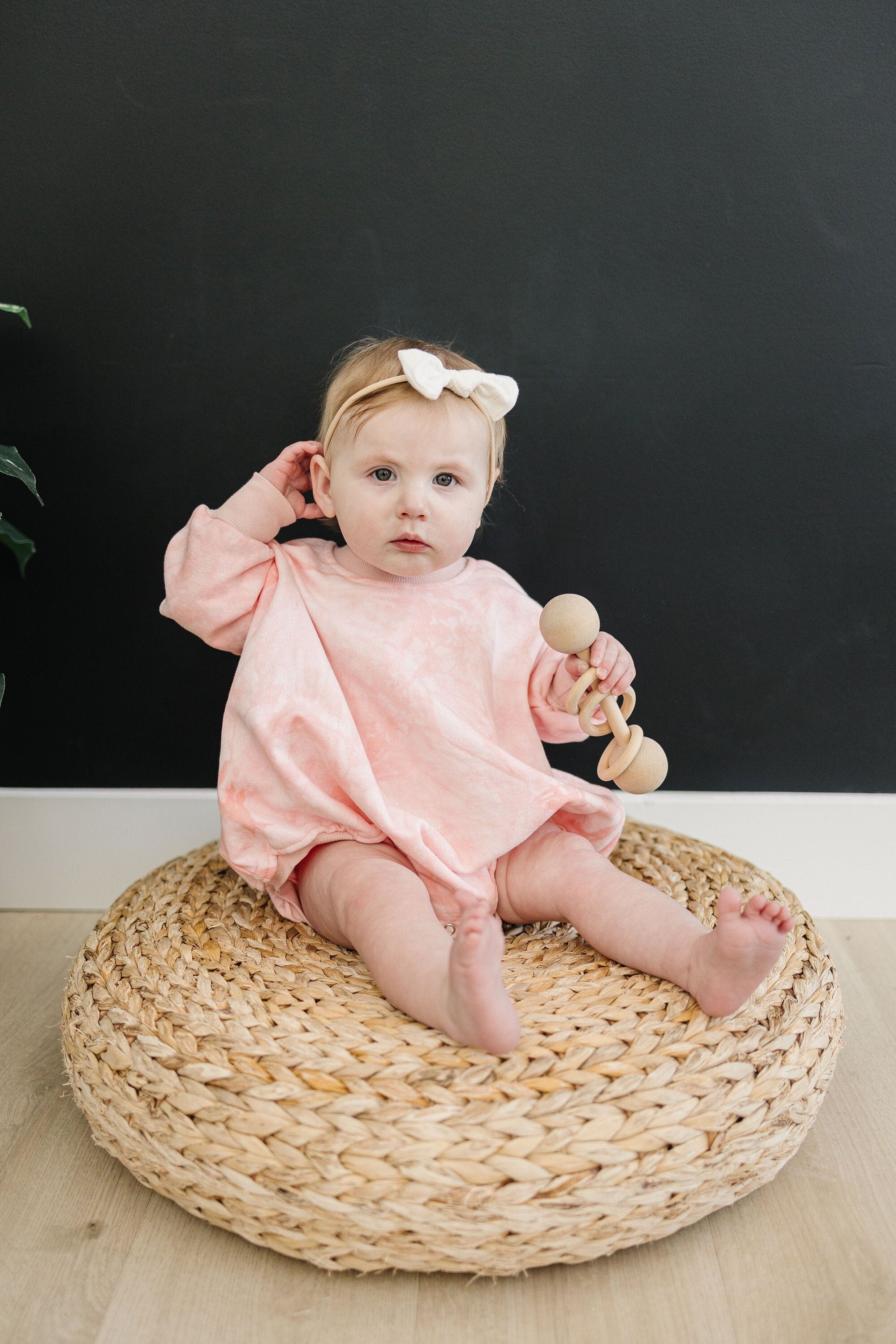 Pink & White Tie Dye Oversized Sweatshirt Romper or Crewneck Sweatshirt - Bubble Romper - Cousin Matching - Baby Toddler Girl Boy