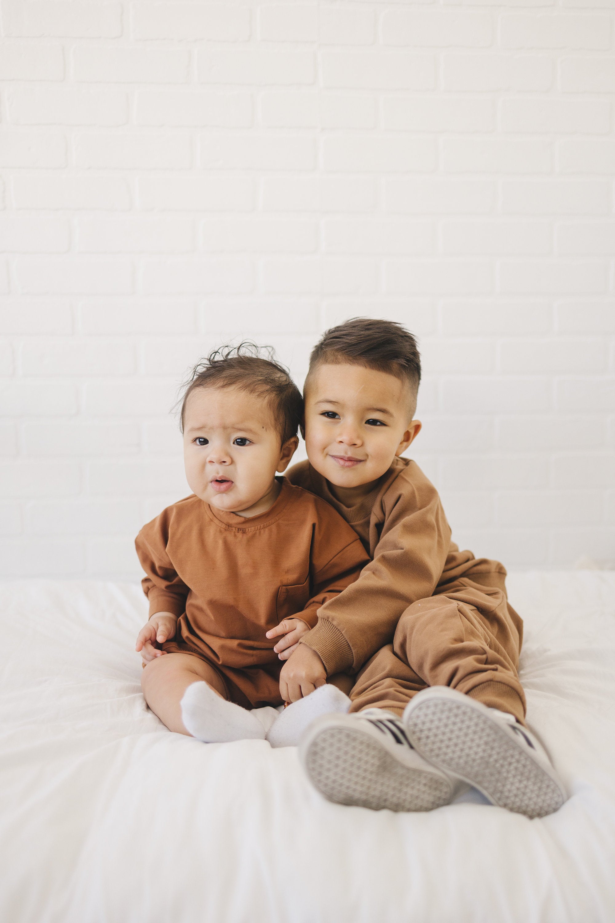 Long-Sleeved Oversized Pocket Tee Romper - LS T-Shirt Romper - Baby Bubble Romper - Spring Winter Baby Clothes - Baby Boy Outfit - Brown