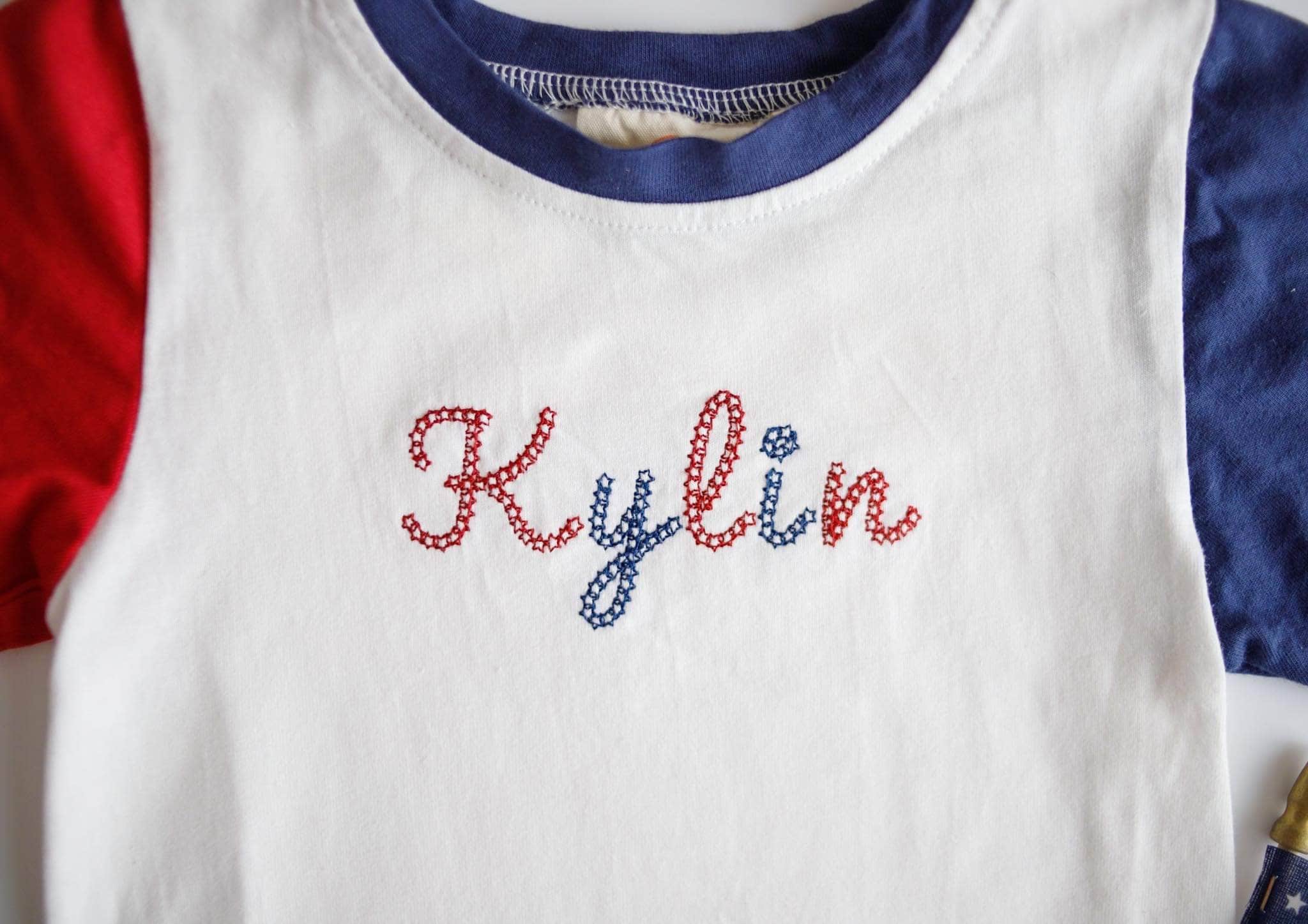 Custom 4th of July Embroidered Colorblock T-Shirt Romper