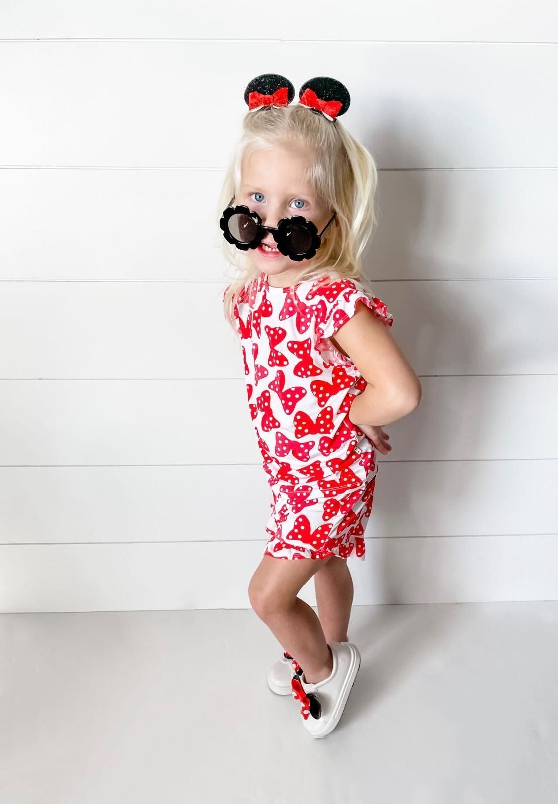 Red Bow Ruffle Short Set