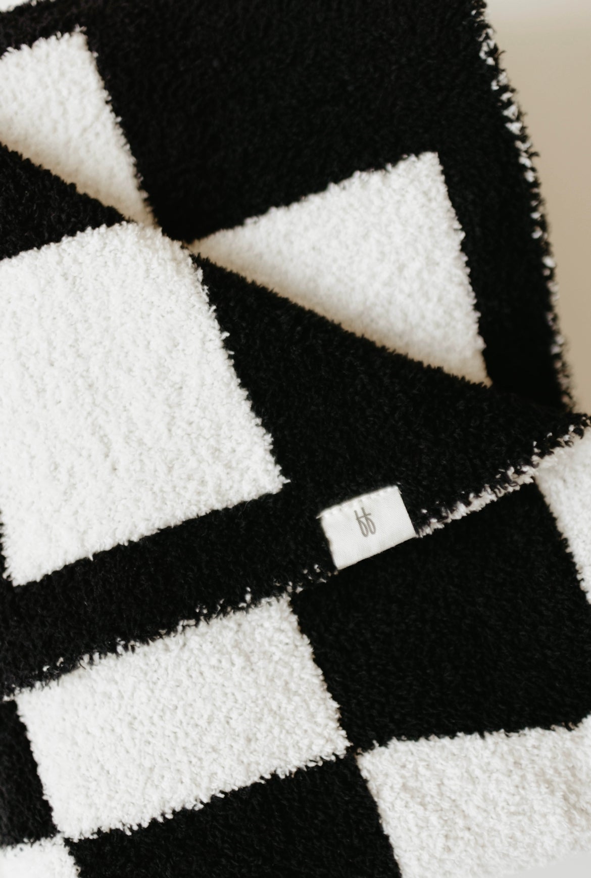Plush Blanket  | Black + Ivory Checkerboard
