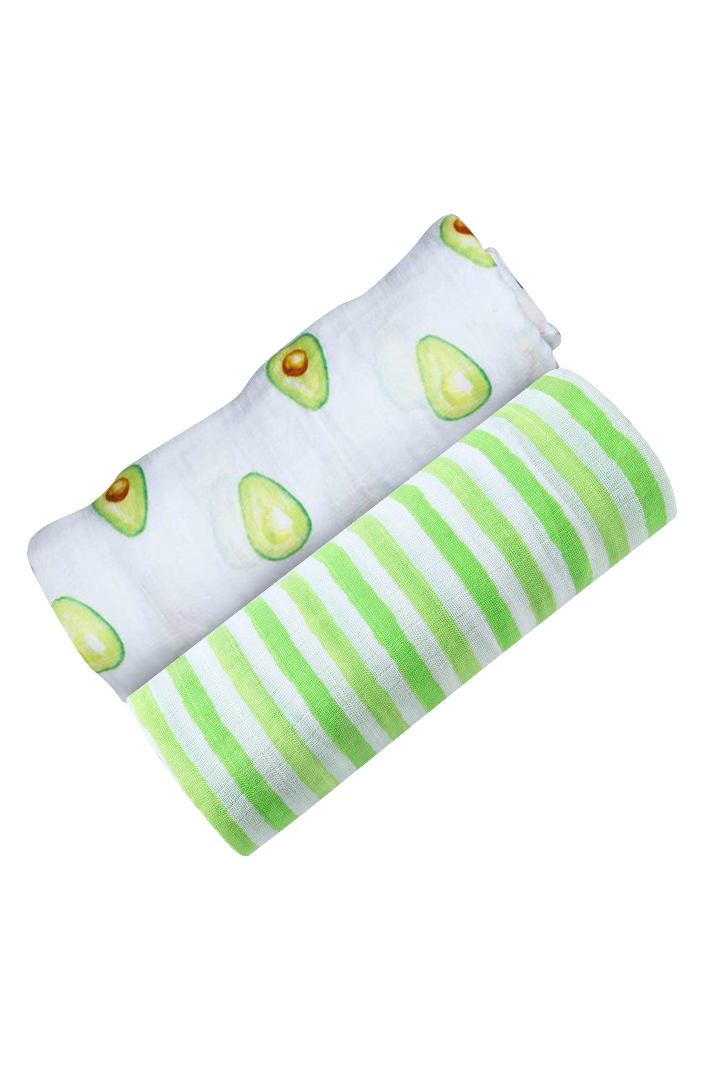 ORGANIC SWADDLE SET - AVOCUDDLES (Avocado + Lime Green Stripes)