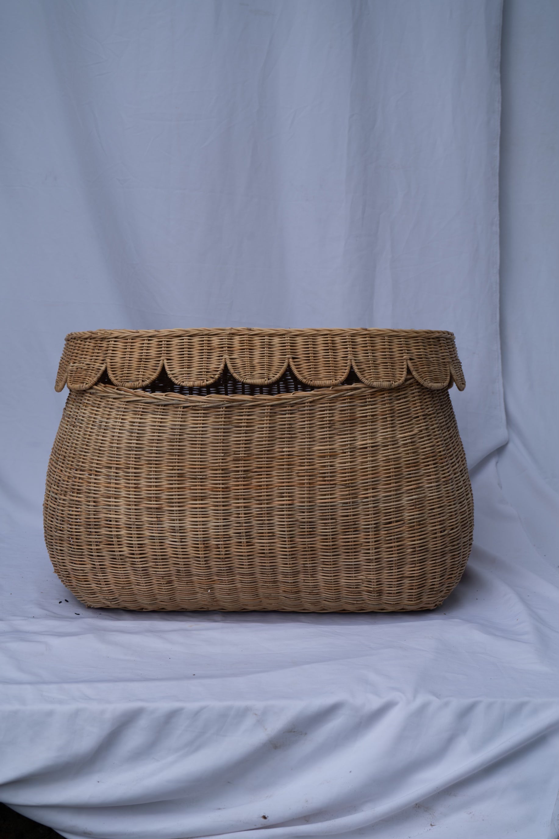 Scalloped Rattan Basket - Medium - Pre-Sale