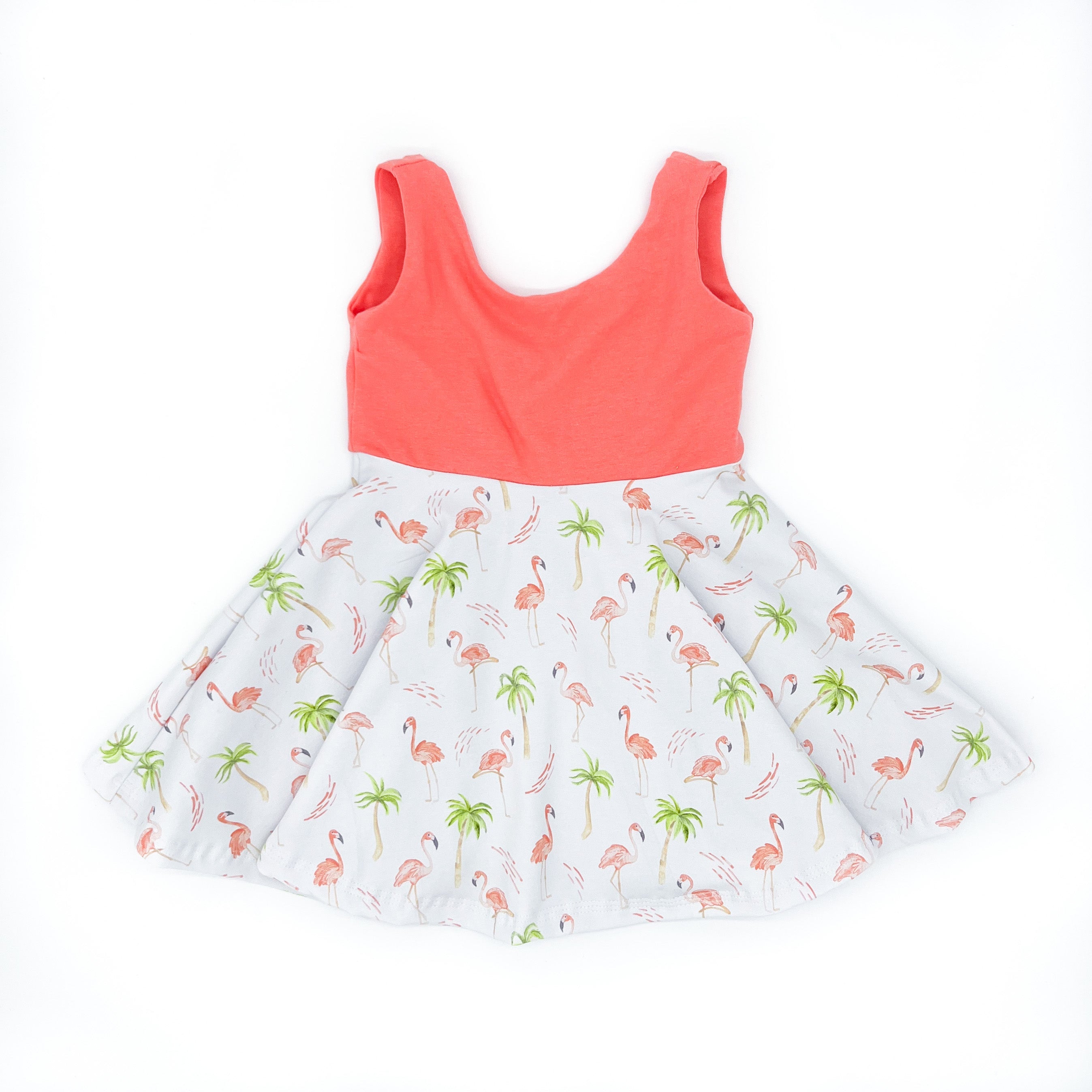 Peach Flamingo Twirl Dress (Peach Bodice)