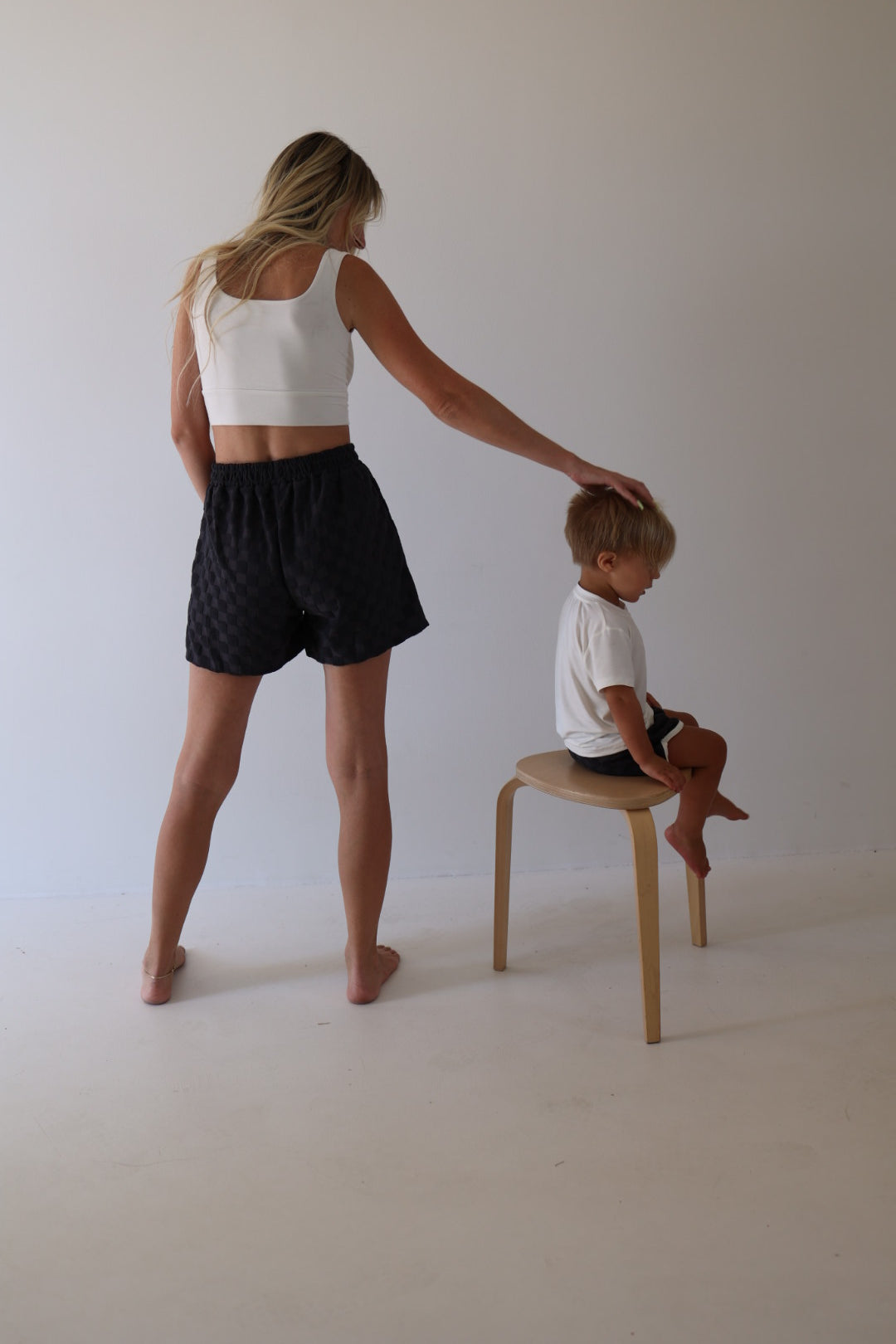Children's Terry Cloth Shorts | Charcoal Checkerboard