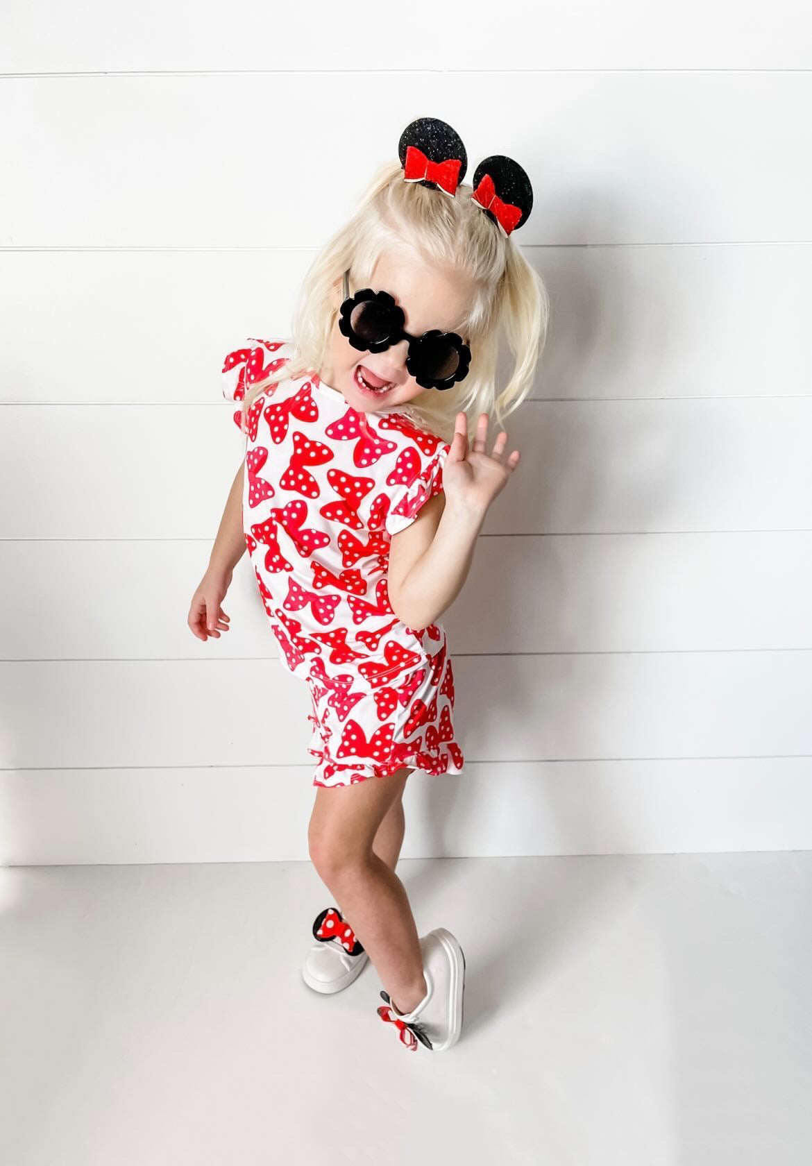 Red Bow Ruffle Short Set