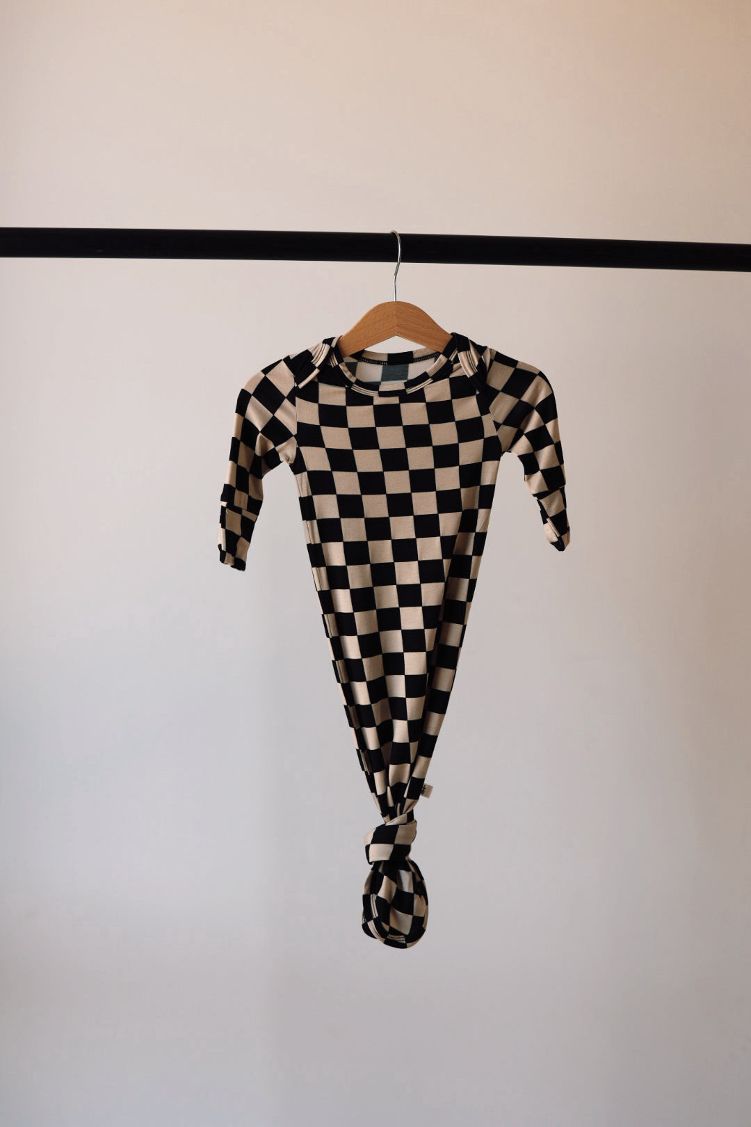 Knotted Bamboo Gown  | Black Checkered