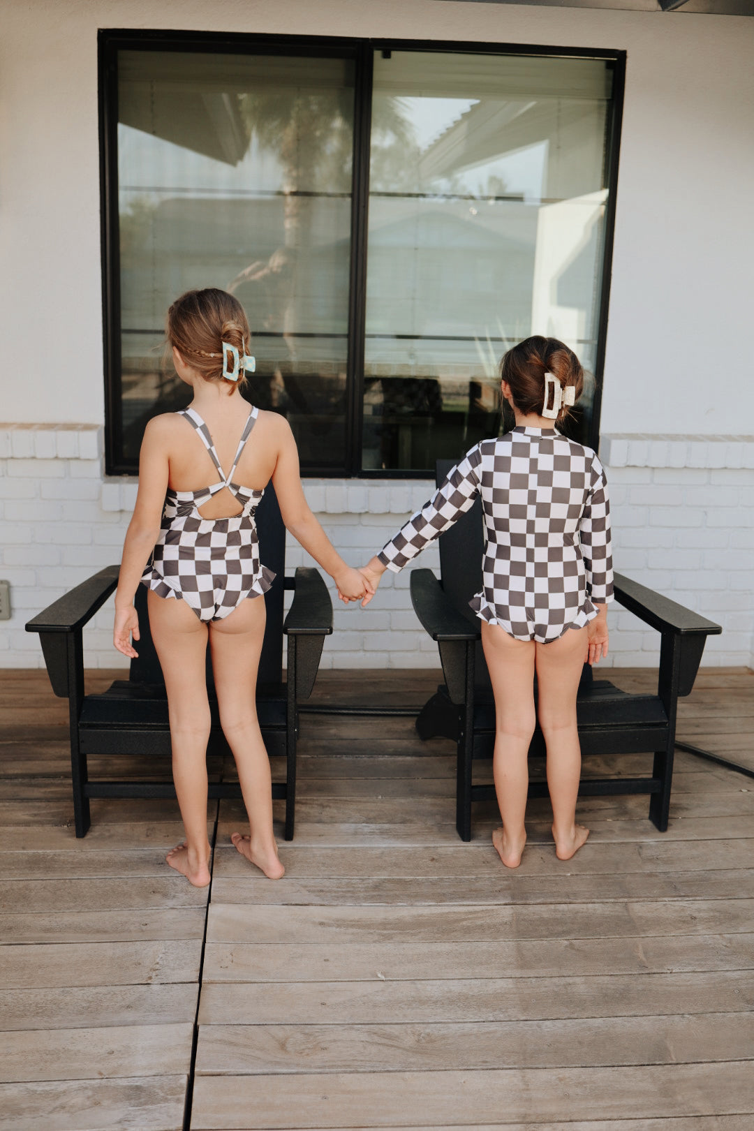 Sleeveless Swimsuit | Black Checkerboard