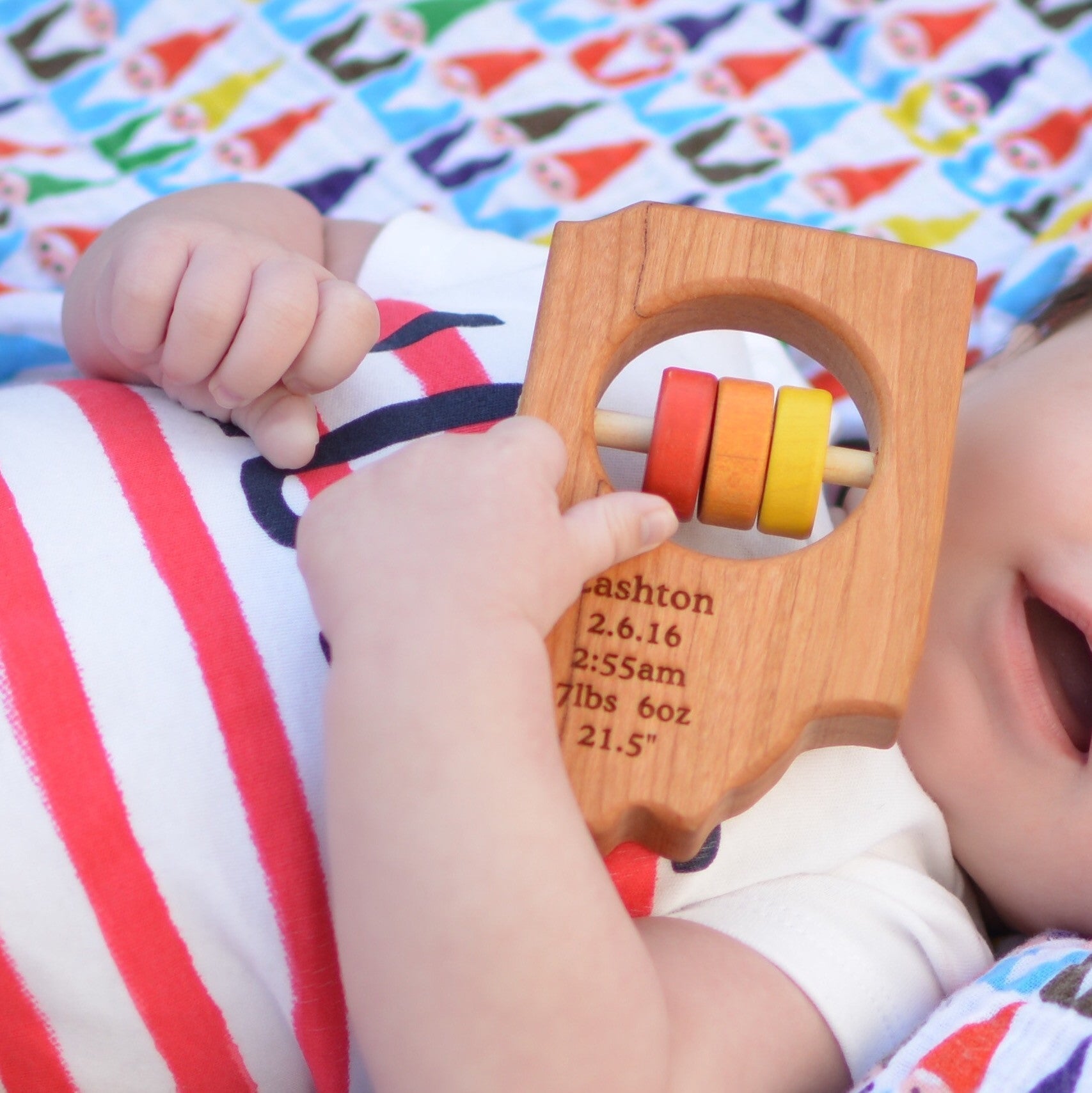 Indiana State Wooden Baby Rattle™