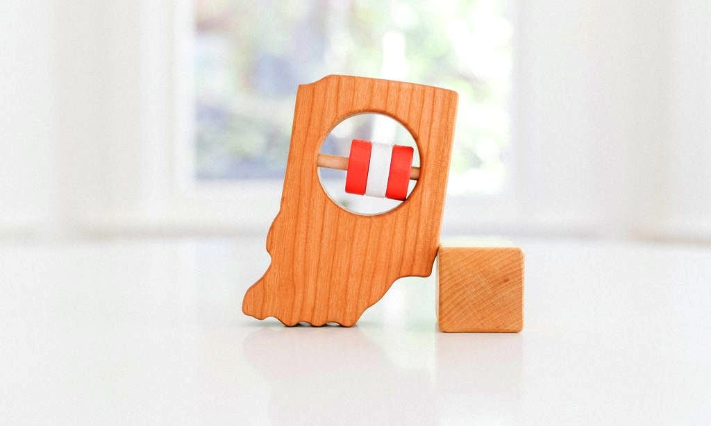 Indiana State Wooden Baby Rattle™