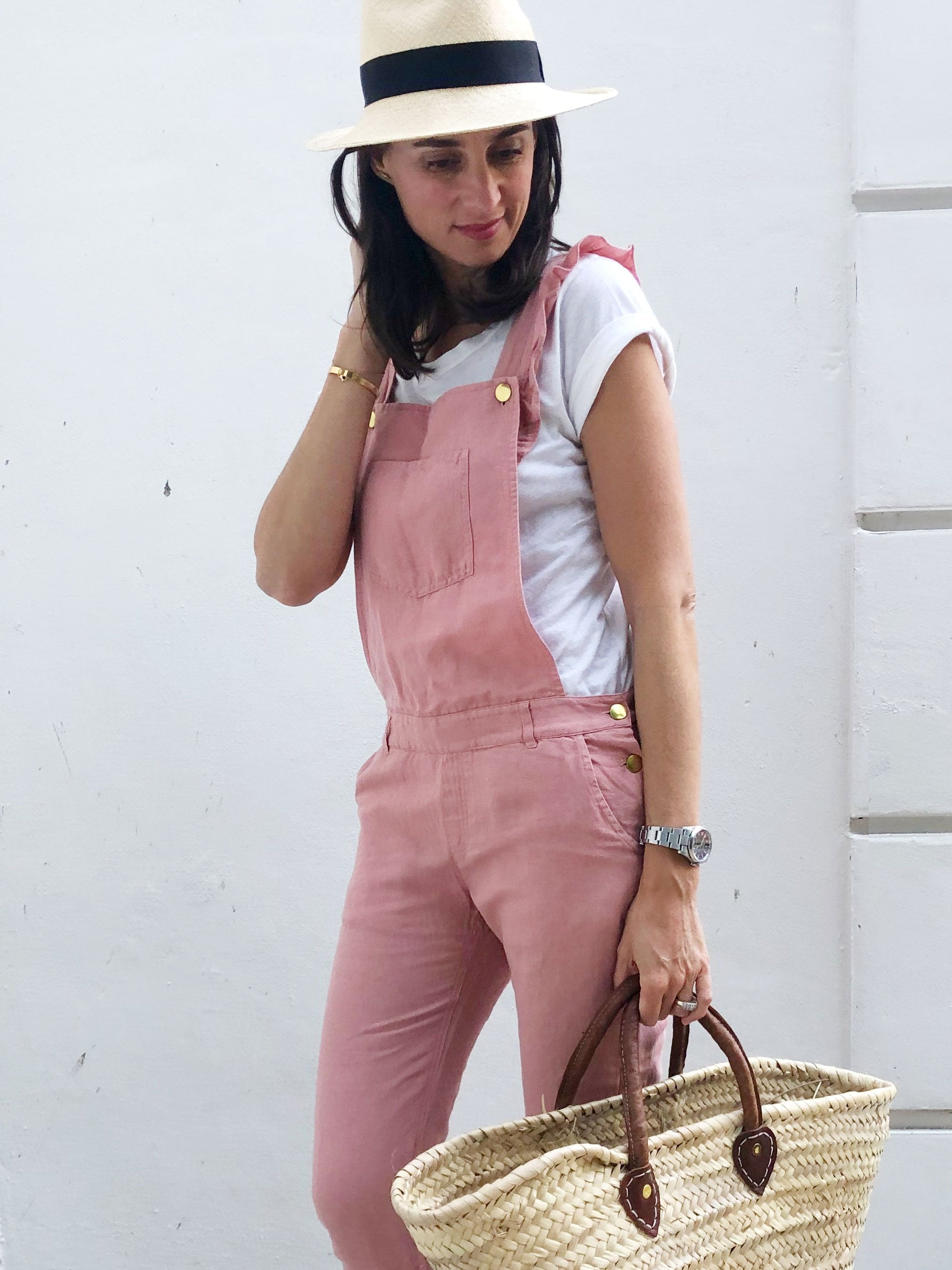 Georgette Pink Linen Overall - Sandy Pink