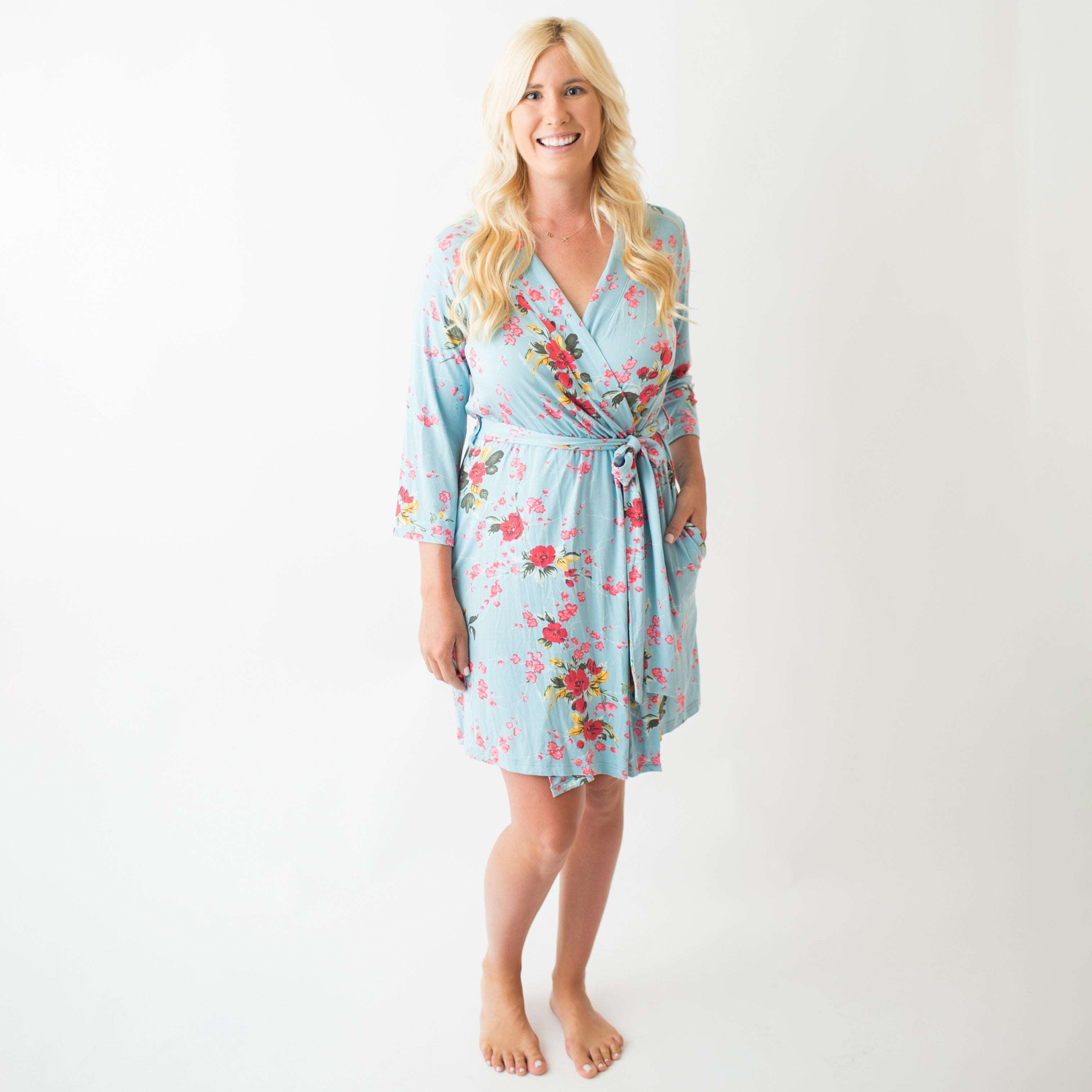 Cherry Blossom Teal Robe