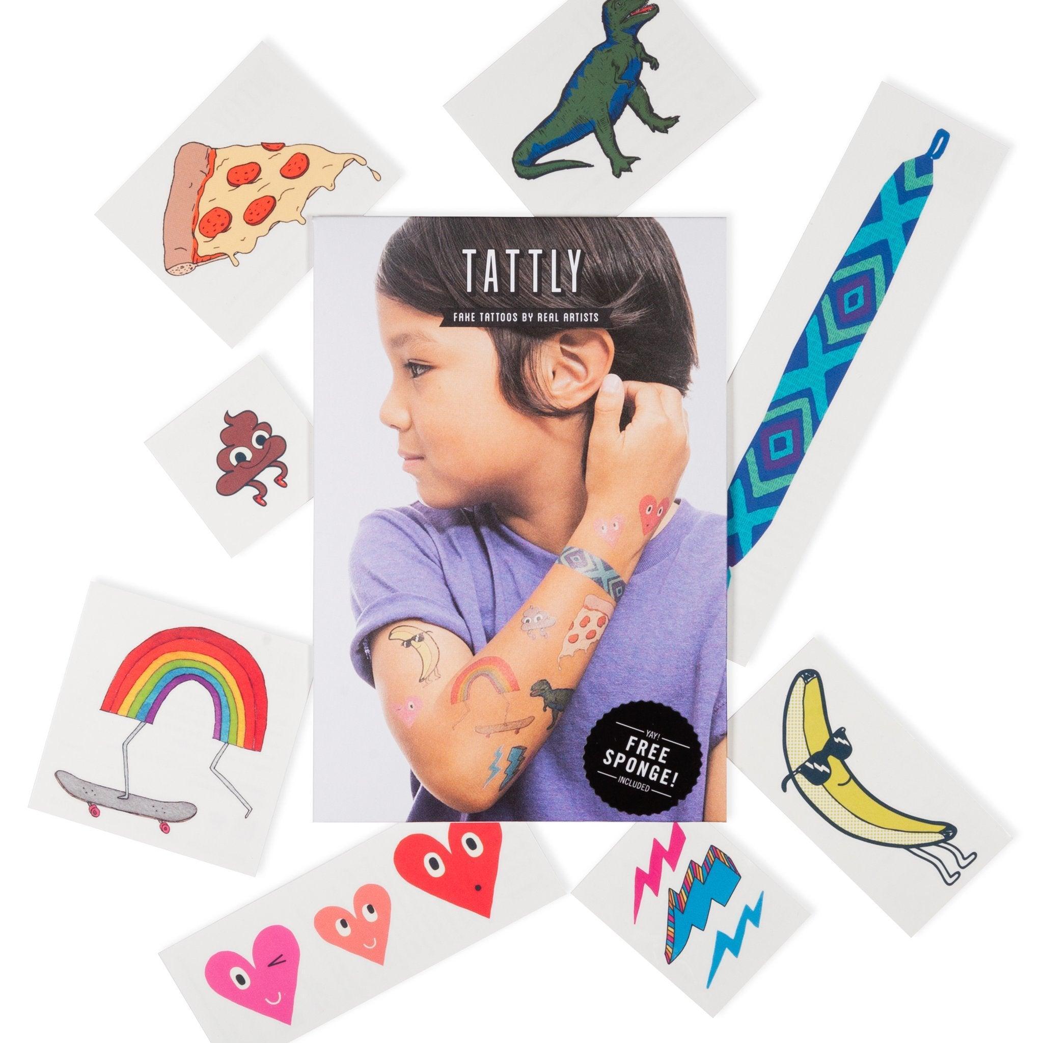 Kids Mix Three Tattoos, Set of 8 - Why and Whale