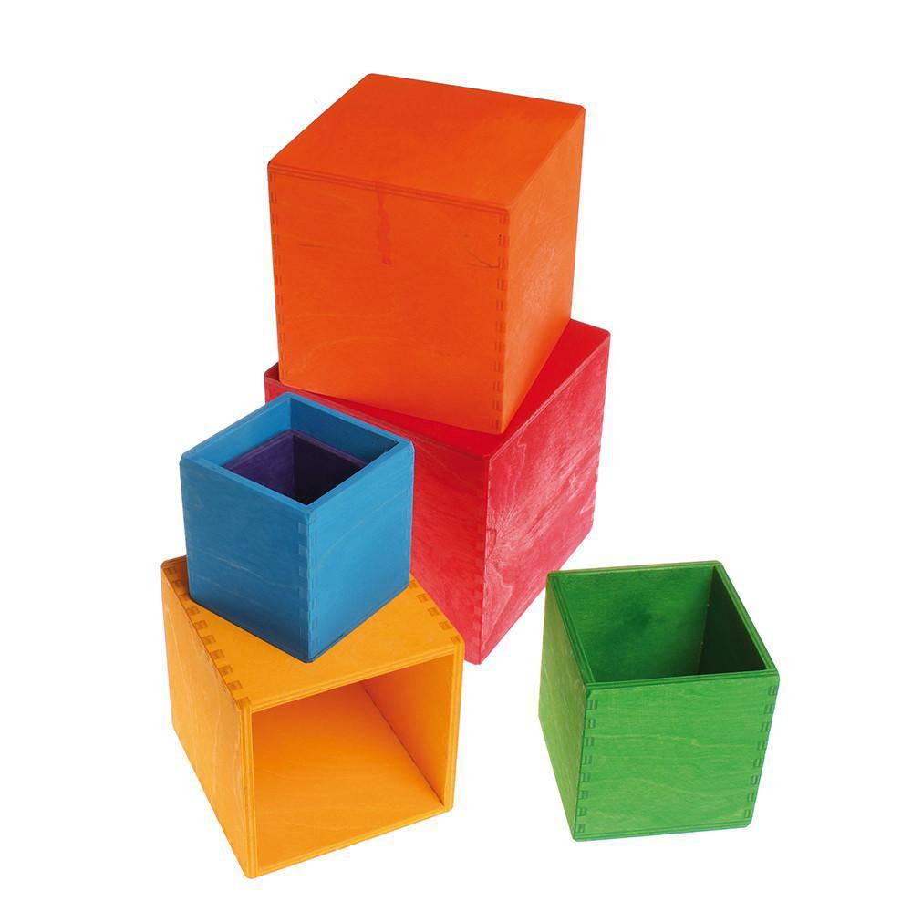 Large Rainbow Wooden Nesting Cubes - Why and Whale
