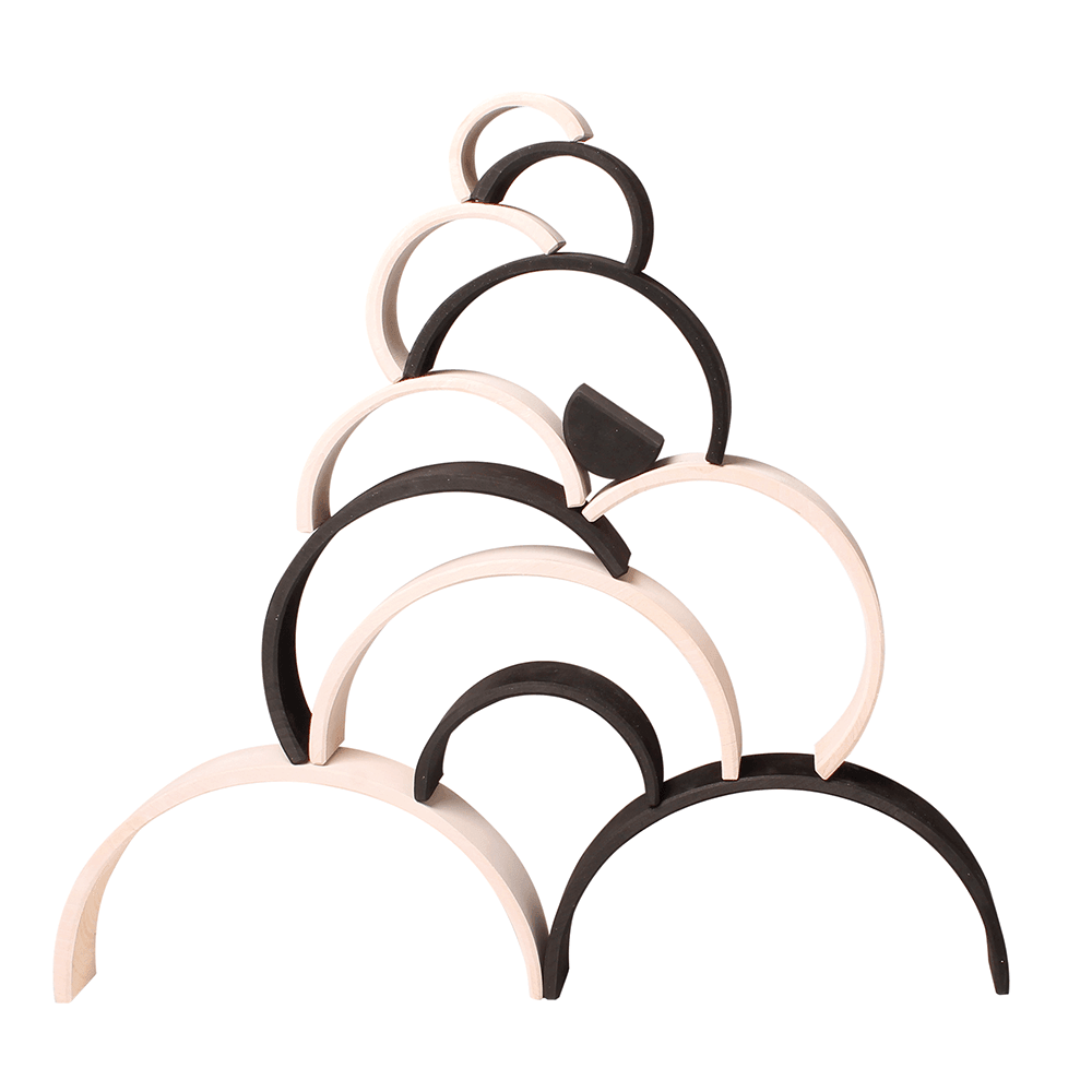 Large Wooden Black & White Tunnel - 12 Piece - Why and Whale