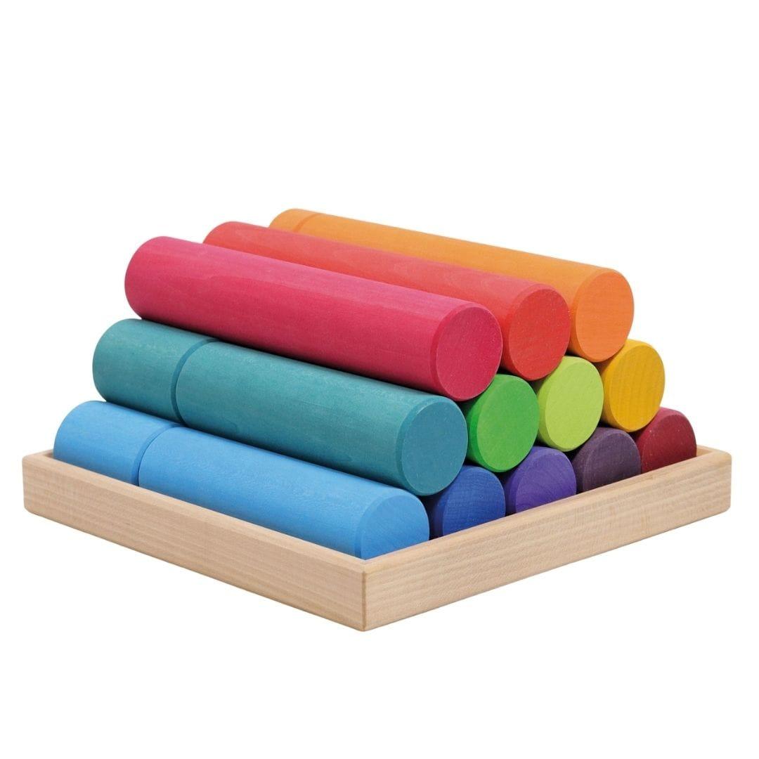 Large Wooden Building Rollers - Assorted Colors - Why and Whale