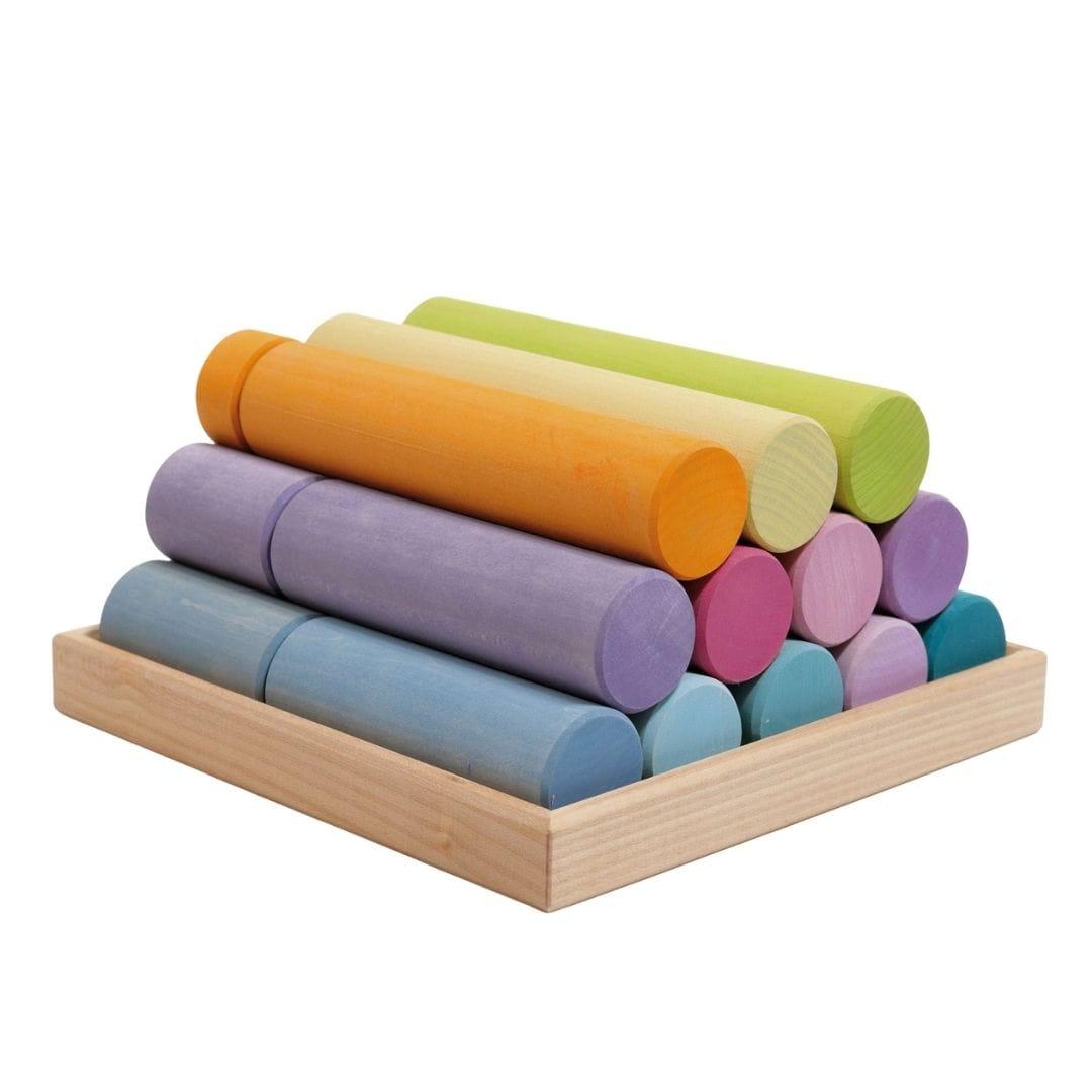 Large Wooden Building Rollers - Assorted Colors - Why and Whale