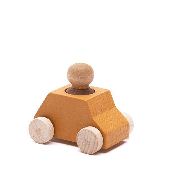 Lubulona - Ochre Wooden Car with Figure - Why and Whale