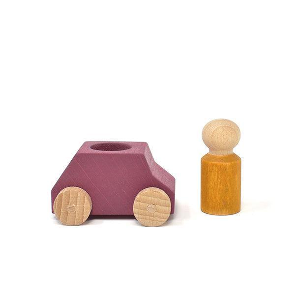 Lubulona - Plum wooden car with figure - Why and Whale
