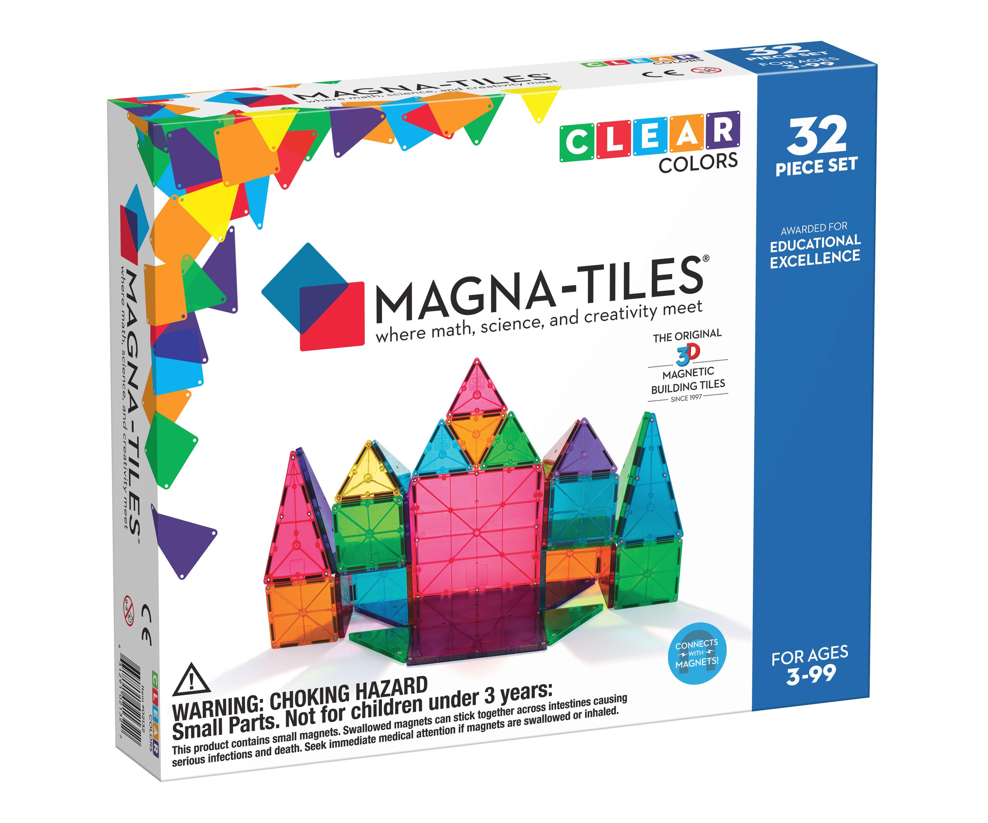Magna-Tiles® Clear Colors 32-Piece Set - Why and Whale