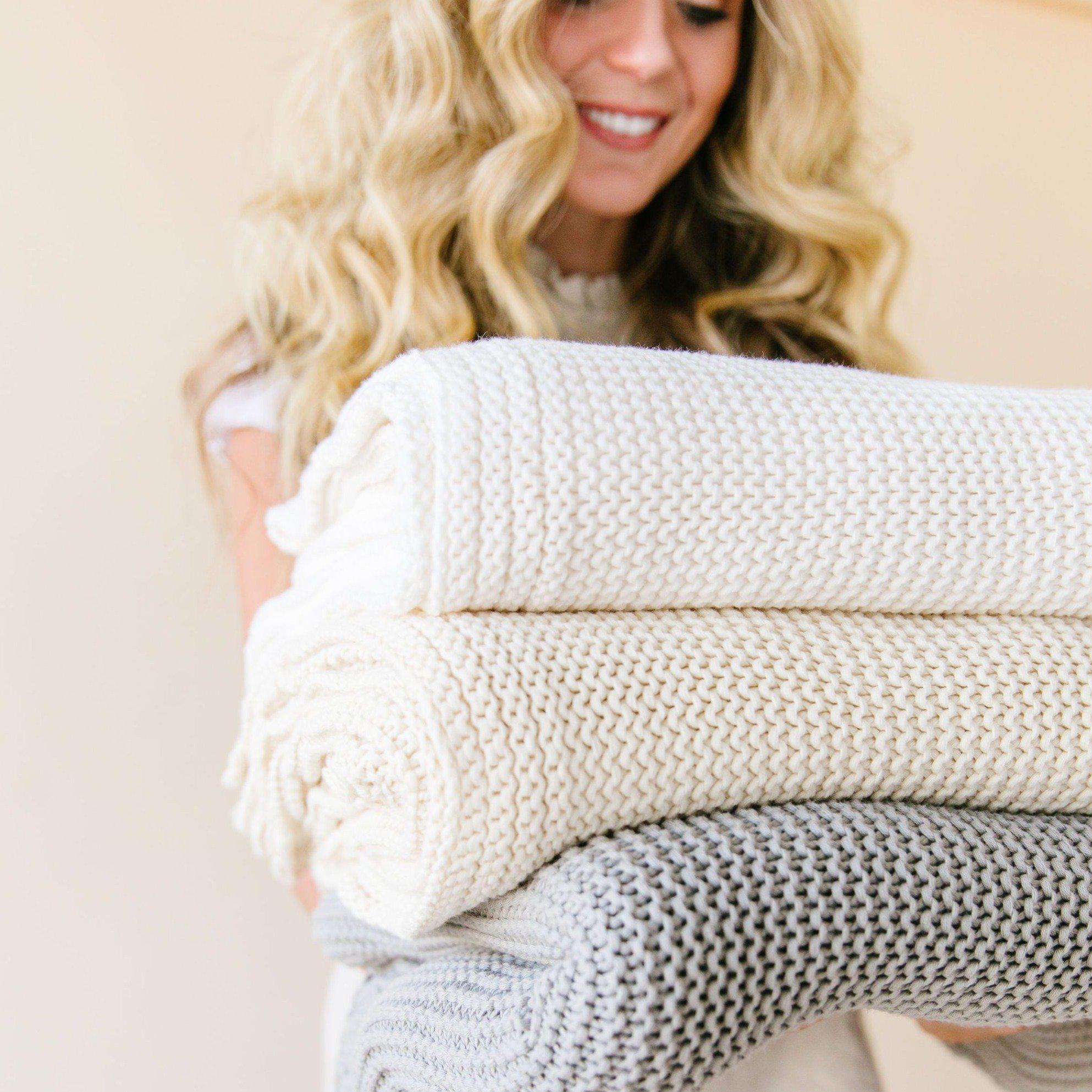 Chunky Knit Throw Blanket - Ella Ivory