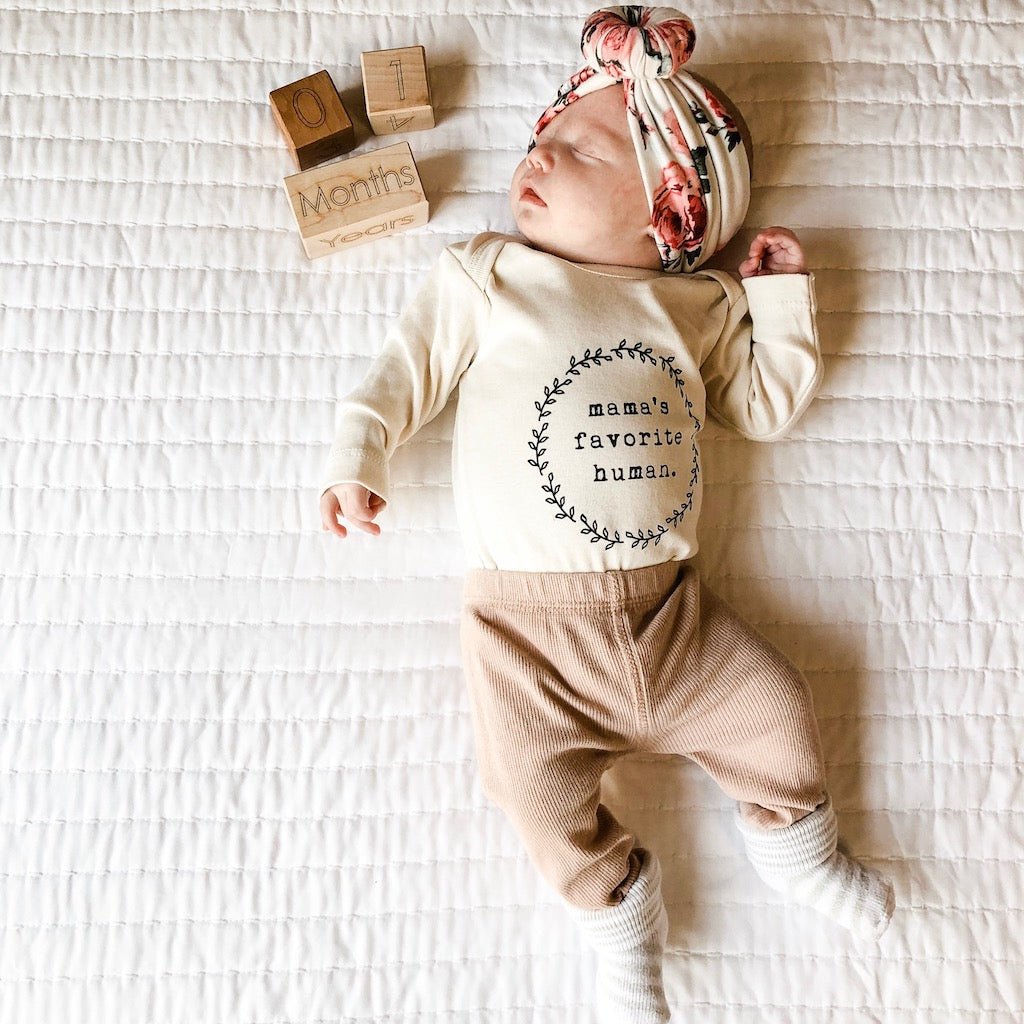 Mama's Favorite Human - Long Sleeve Organic Baby Bodysuit