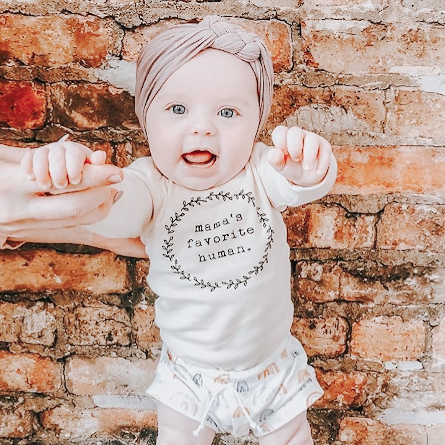 Mama's Favorite Human - Long Sleeve Organic Baby Bodysuit