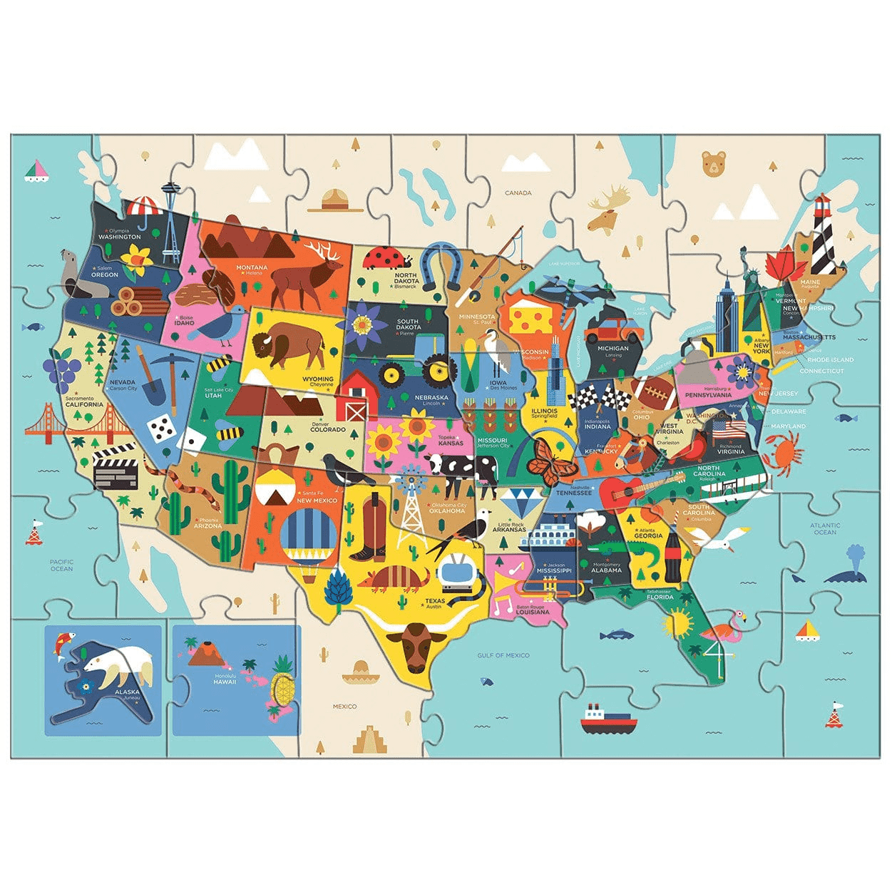 Map of the U.S.A. Geography Puzzle - Why and Whale