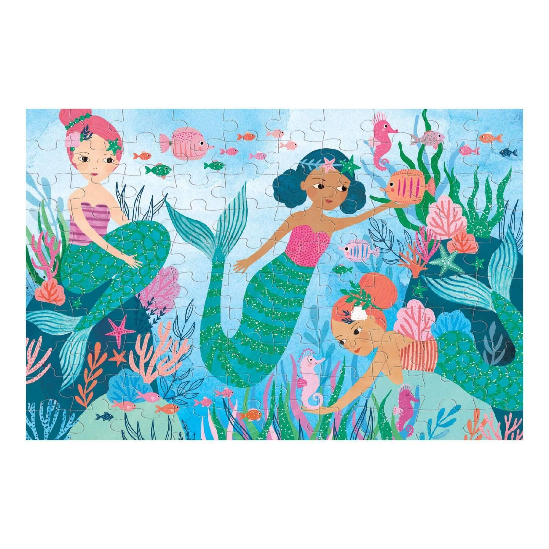 Mermaids Glitter Puzzle, 100pc - Why and Whale