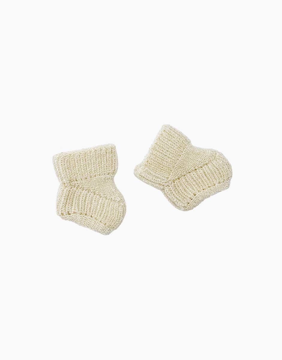Cream Simon knit slippers for 11in Doll - Minikane Babies