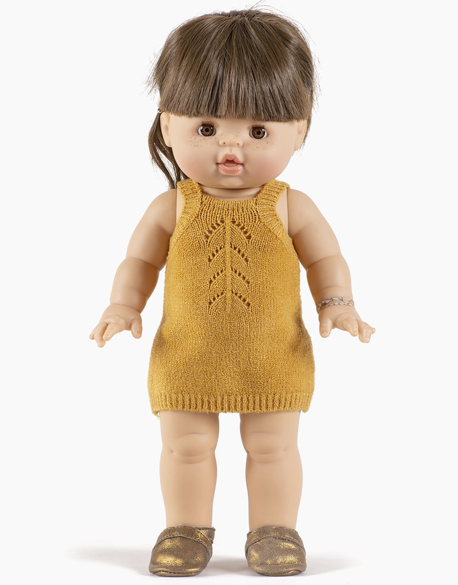 Gisèle honey knit dress for 13-15in Doll - Minikane