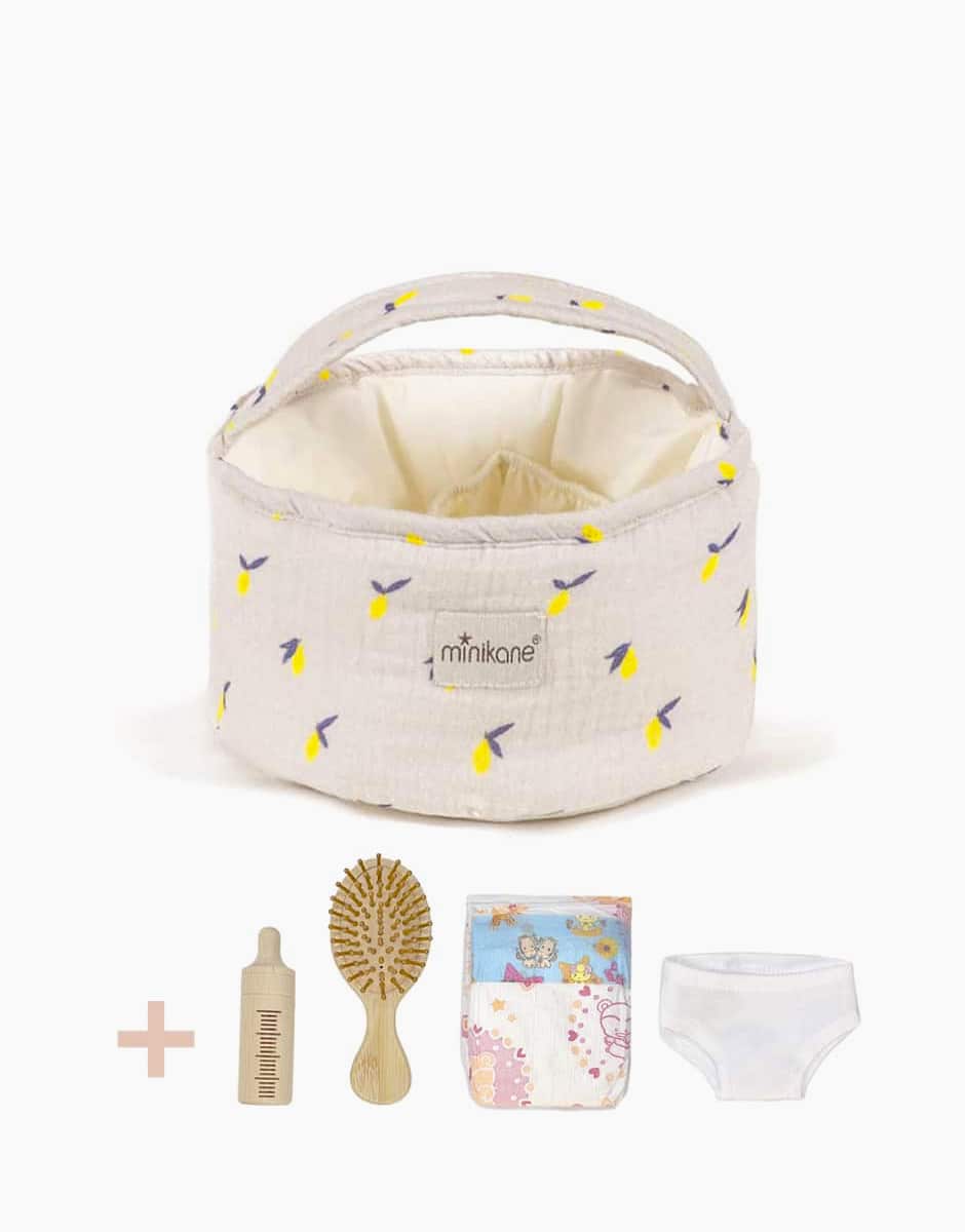 Baby Doll Nursery Basket with 4 accessories - Minikane