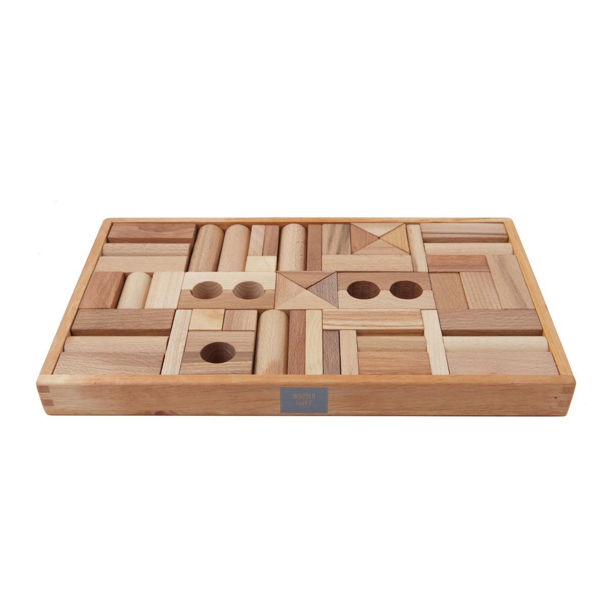 Natural blocks in tray - 54 pcs - Why and Whale