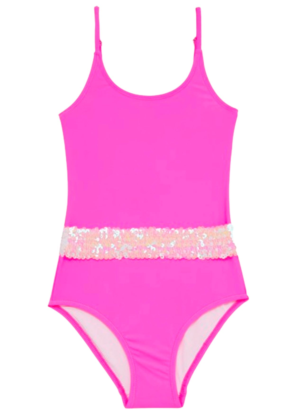 Neon Pink Swimsuit  with Sequin Belt