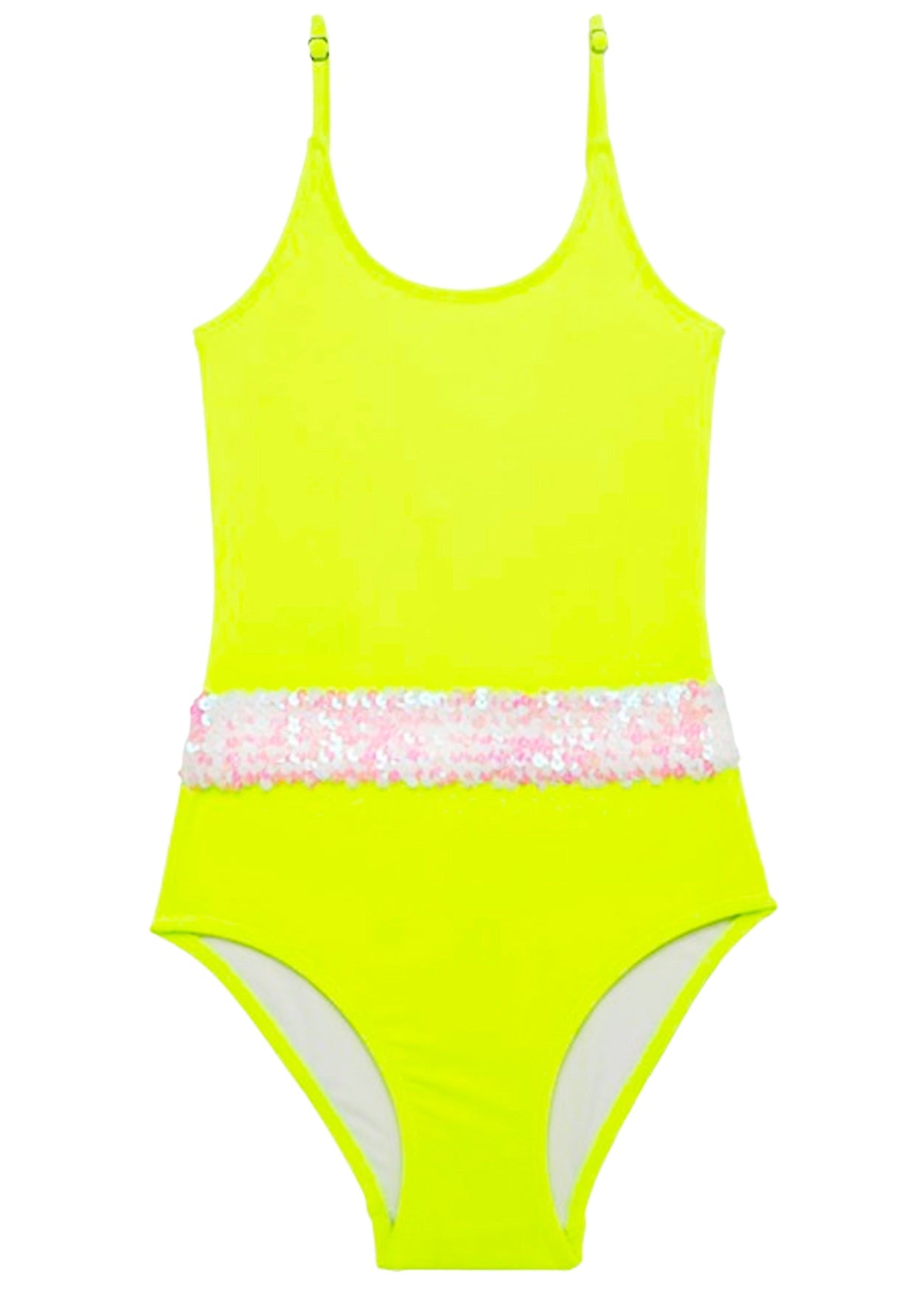Neon Yellow Swimsuit with Sequin Belt