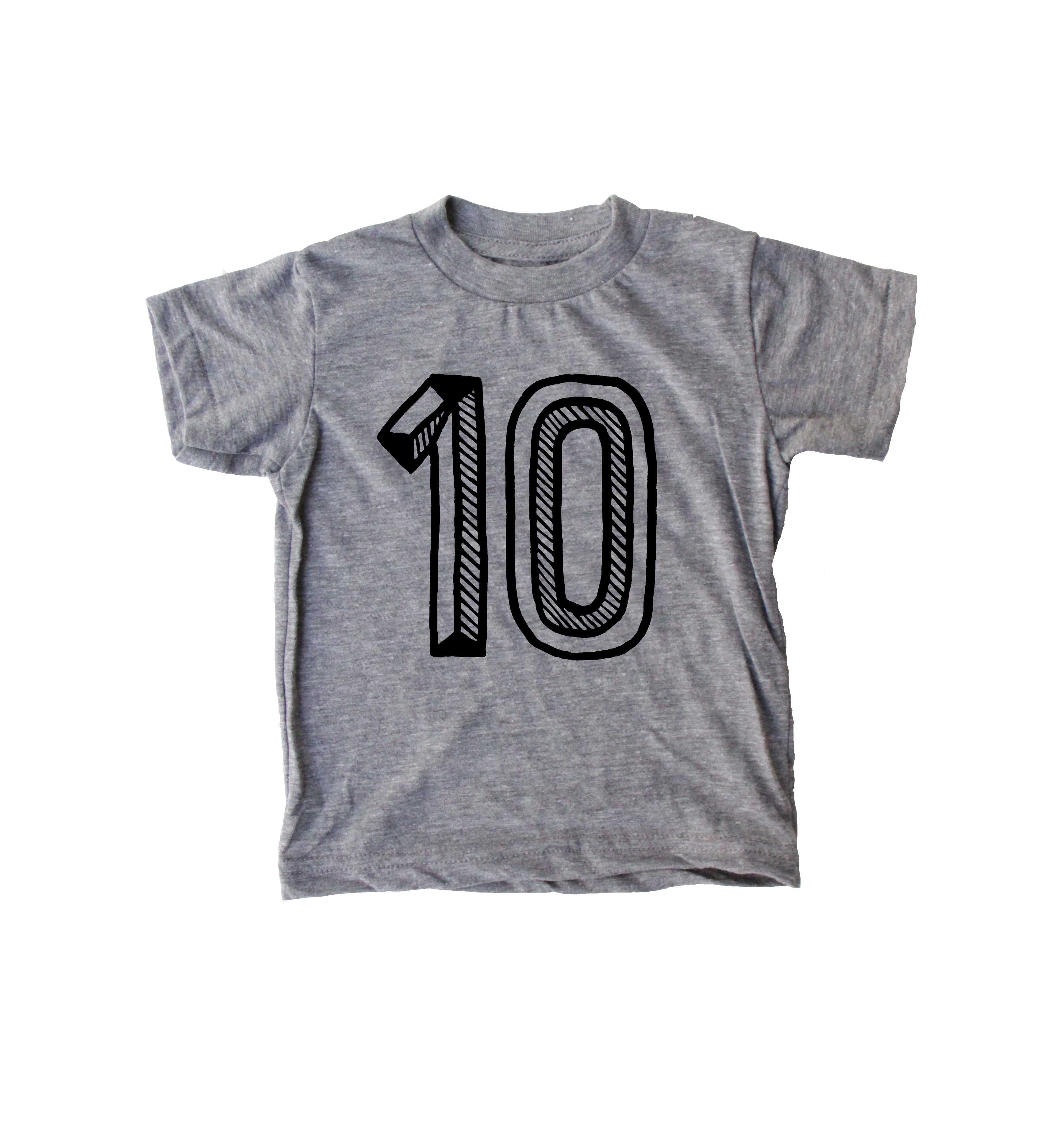 Gray Number 1-10 Tee